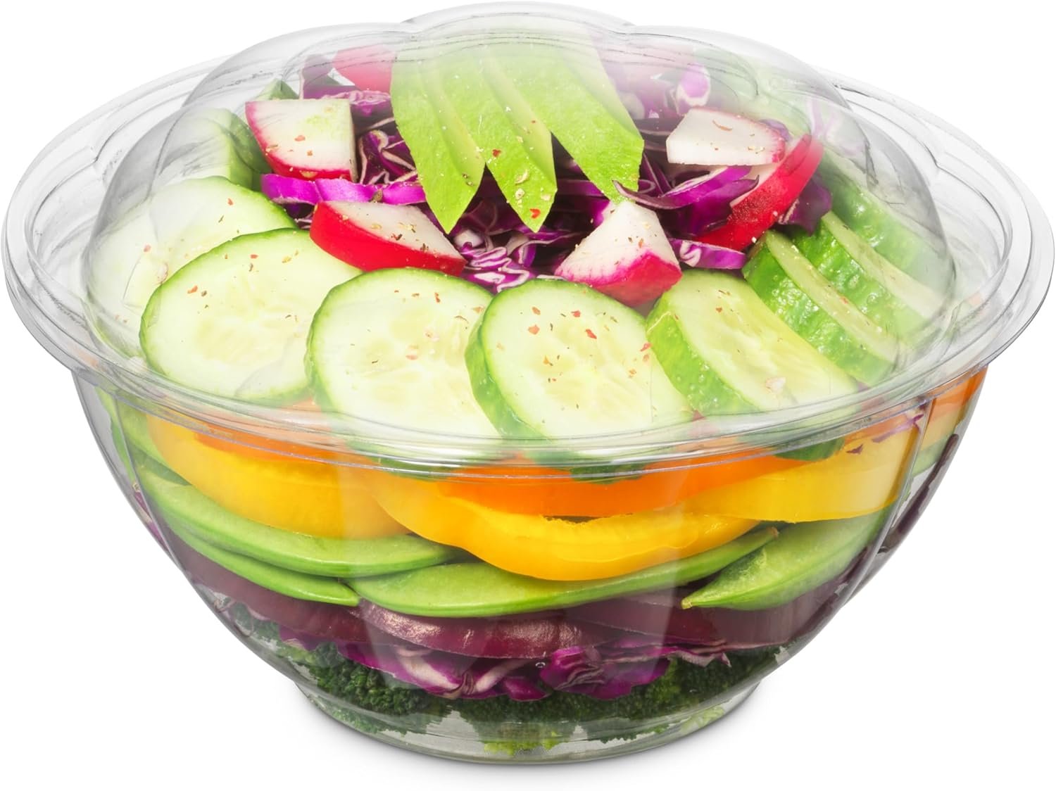 Wholesale 50 Pack 32oz Clear Plastic Salad Bowls with Snap-On Lids Disposable Medium Takeout Containers for Fruit Salads Quinoa Lunch Meal Prep Acai Bowls To-Go Parties Factory