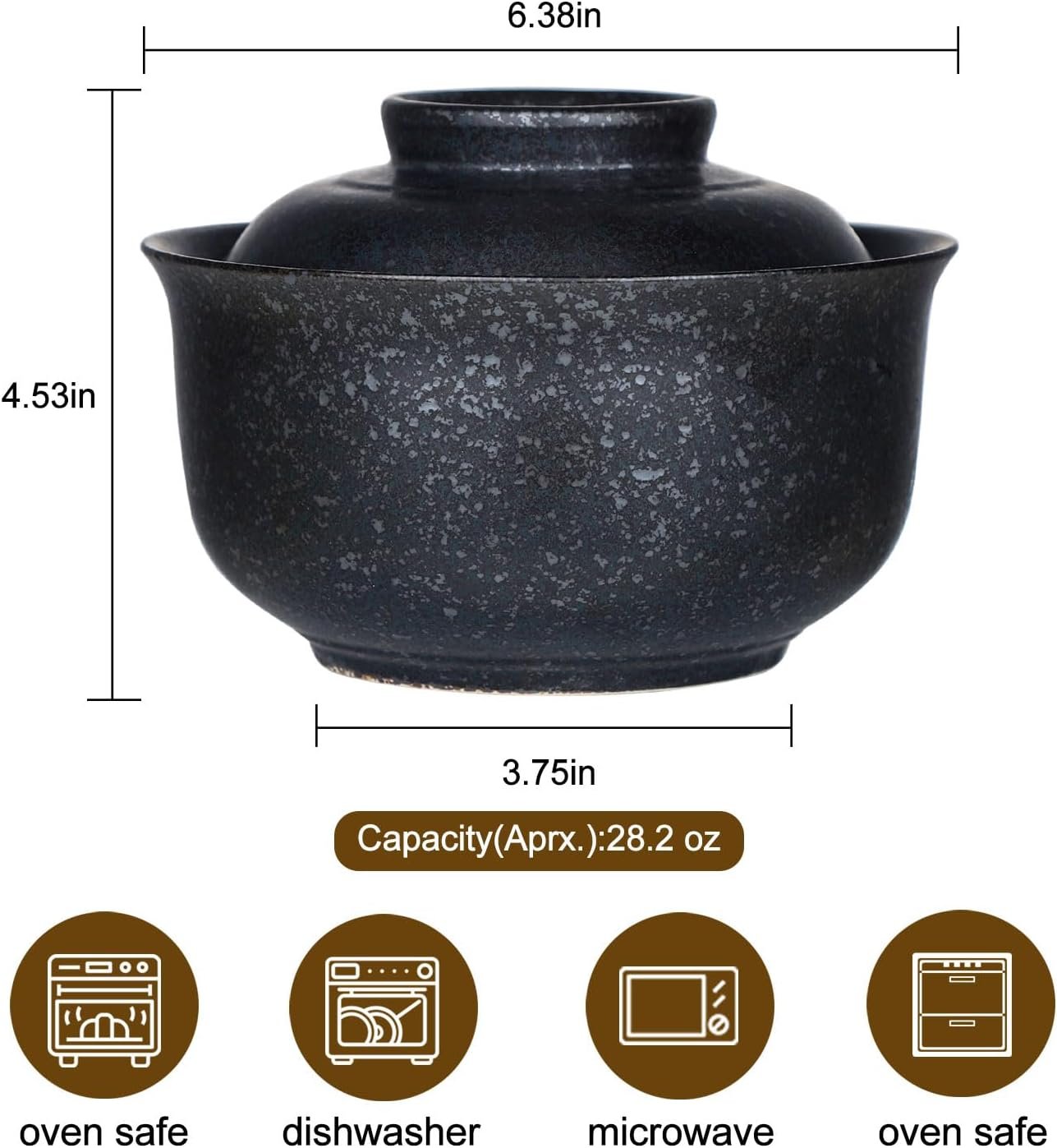 Wholesale 25 Oz Microwavable Ceramic Ramen Soup Bowl with Lid Black Korean Clay Pot Factory Wholesale 25 Oz Microwavable Ceramic Ramen Soup Bowl with Lid Black Korean Clay Pot Factory