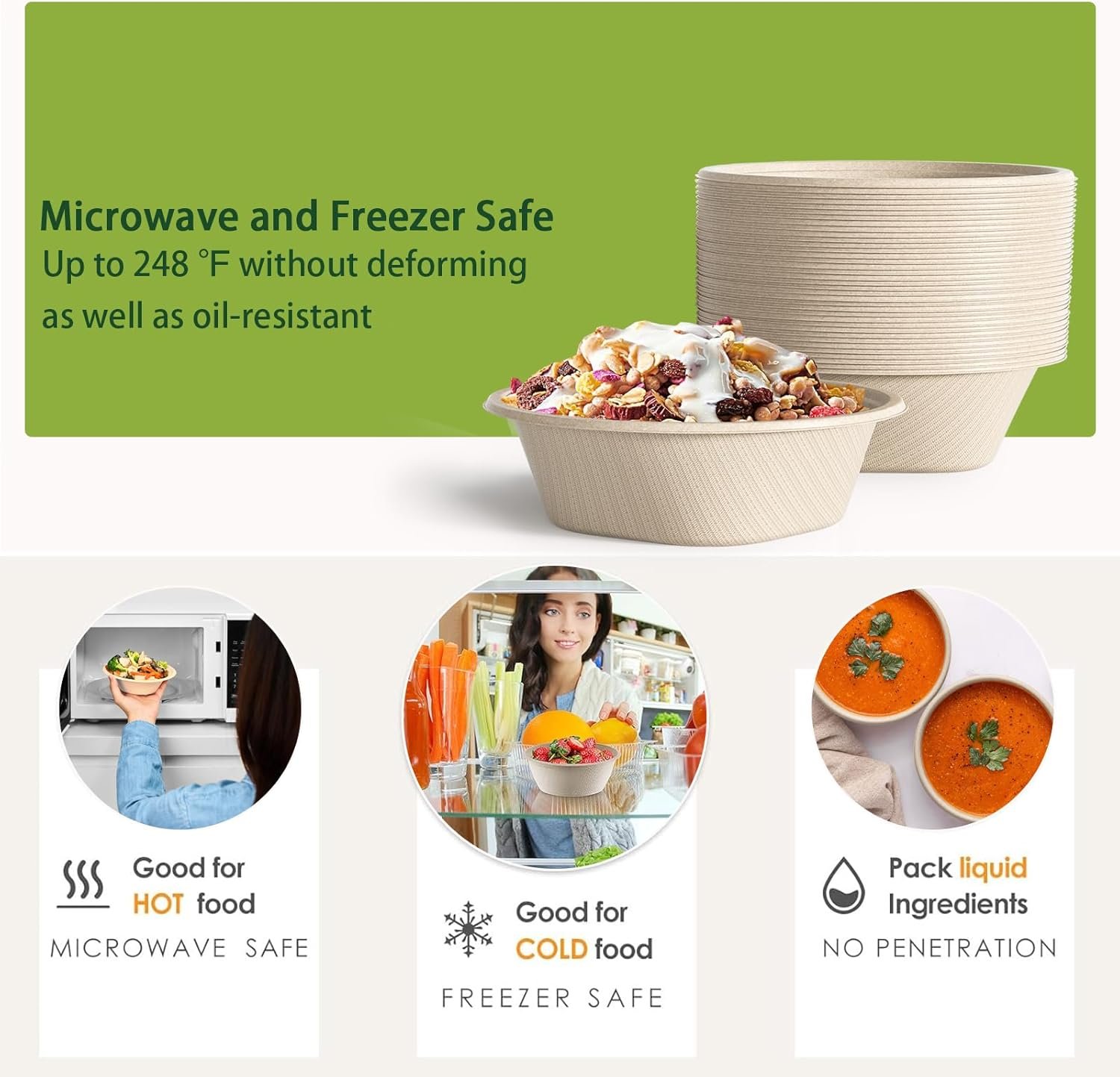 Wholesale 24 Oz Heavy Duty Disposable Paper Bowls Made from Natural Bagasse for Hot Soup Salad Dessert and More [50 Pack] Factory