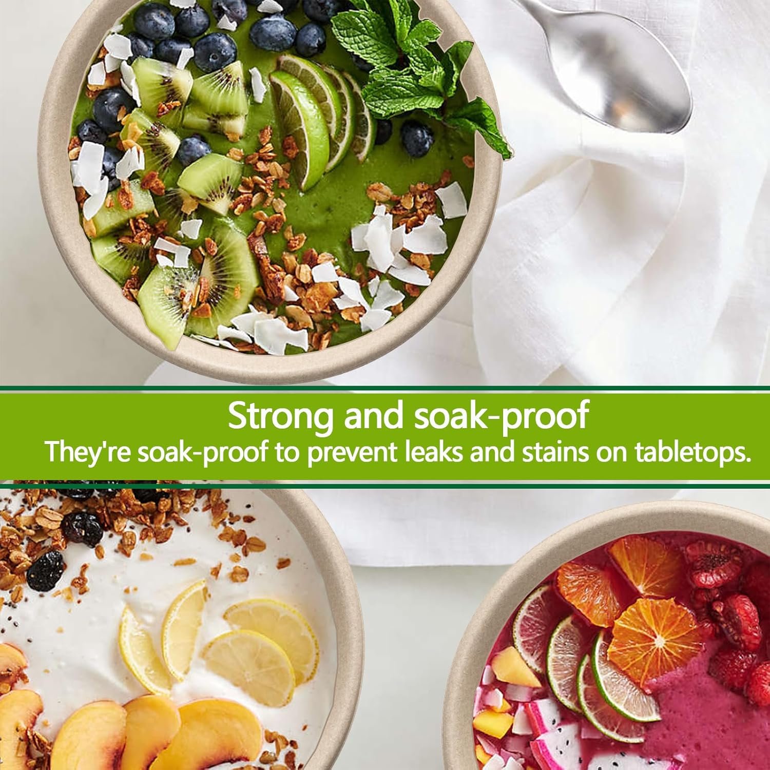 Wholesale 24 Oz Heavy Duty Disposable Paper Bowls Made from Natural Bagasse for Hot Soup Salad Dessert and More [50 Pack] Factory