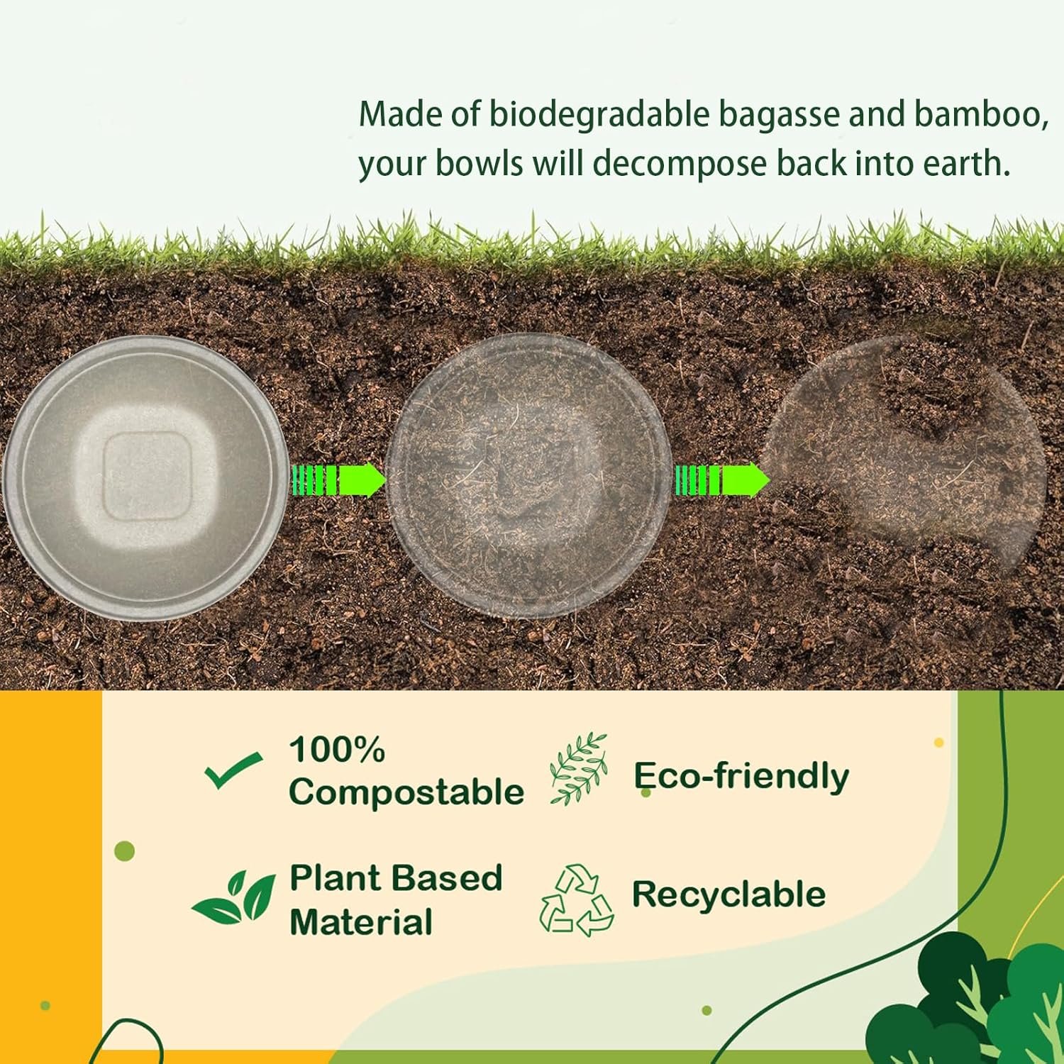 Wholesale 24 Oz Heavy Duty Disposable Paper Bowls Made from Natural Bagasse for Hot Soup Salad Dessert and More [50 Pack] Factory