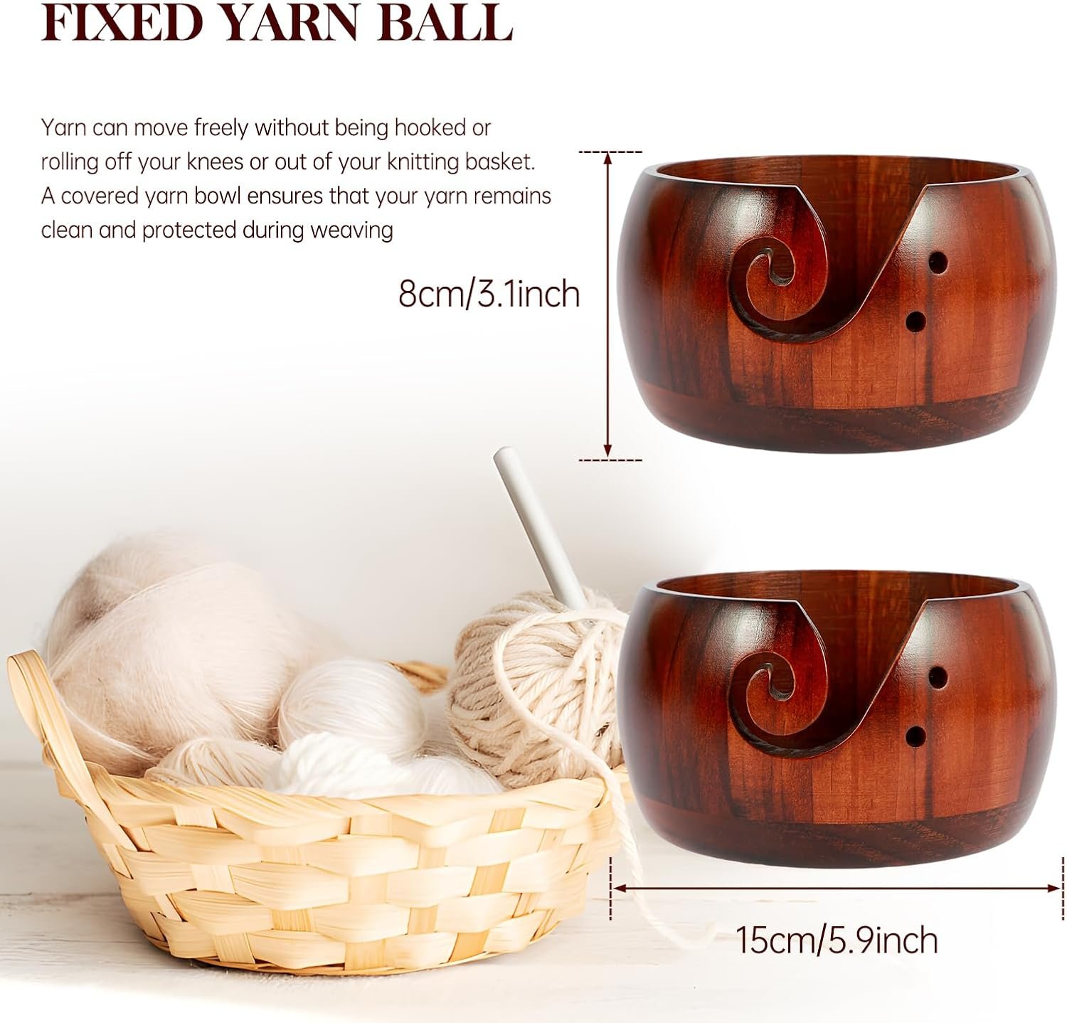 OEM Wooden Yarn Bowl Holder Portable Knitting Crochet Dispenser Storage for Knitters Crocheters Women supplier