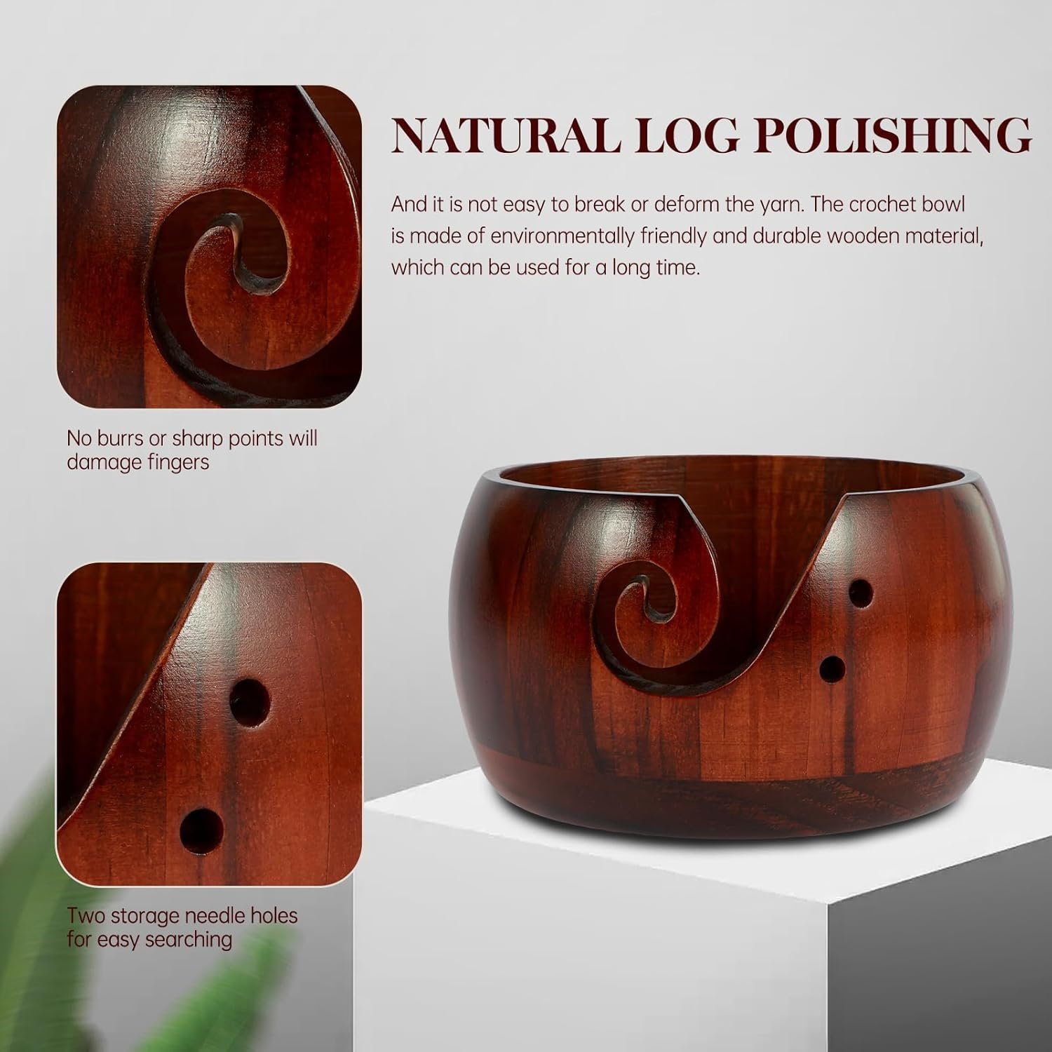 OEM Wooden Yarn Bowl Holder Portable Knitting Crochet Dispenser Storage for Knitters Crocheters Women supplier