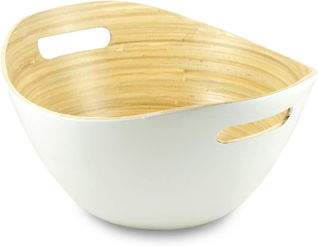Purelite Large Reusable Popcorn Bowl and Chip Holder, Snack Container | Serving Bucket for Family and Parties | Lightweight Bamboo Wood Party Bowls, Buckets, Holders and Containers
