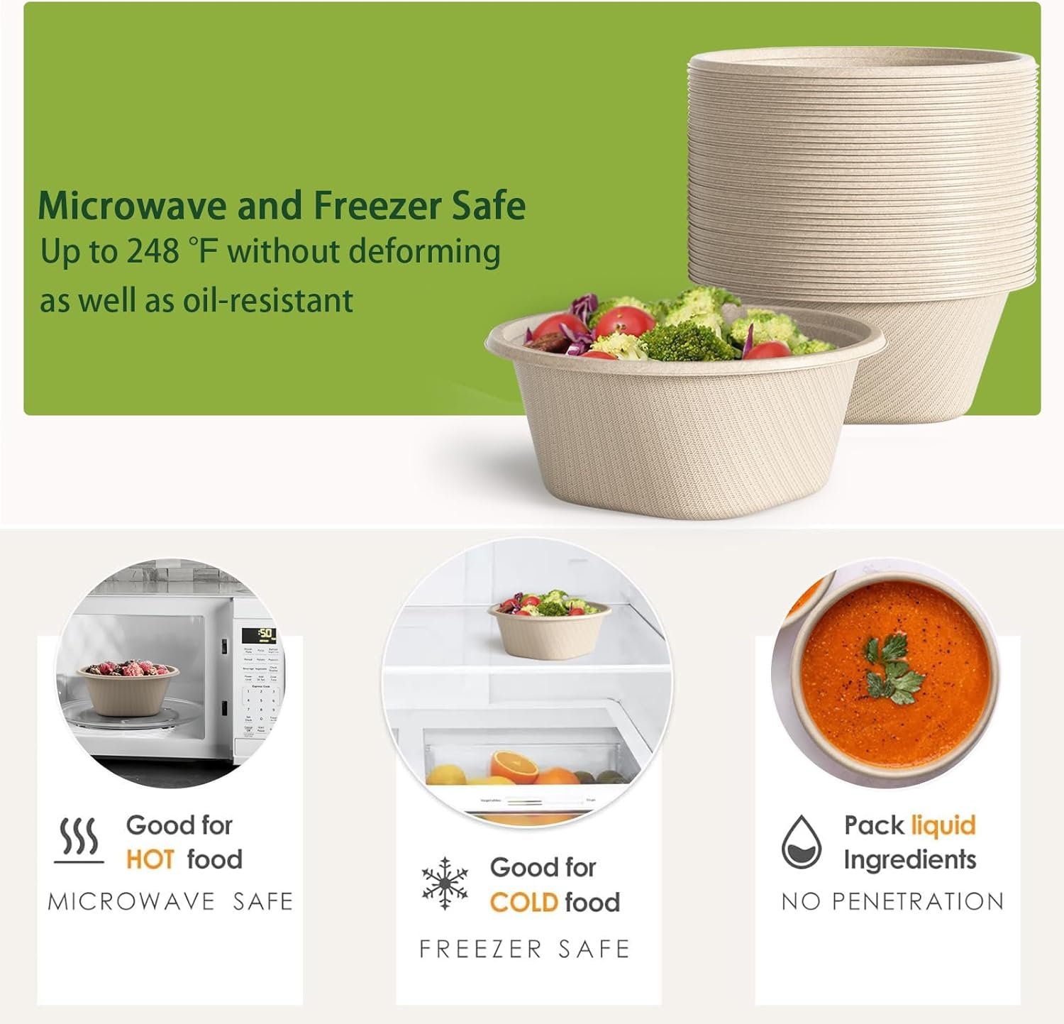 Wholesale 32 Oz Deep Disposable Paper Bowls Heavy Duty Compostable Eco-Friendly Sugarcane Bagasse Biodegradable for Soup Salad Dessert Ice Cream 50 Pack - Factory