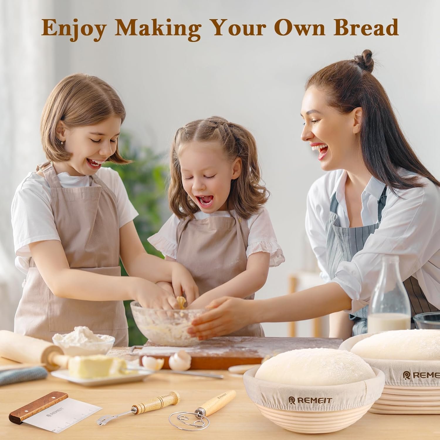 OEM Banneton Bread Proofing Basket Sourdough Starter Kit 9-Inch Round 10-Inch Oval Baskets Sling Lame Cover Scraper Whisk Baking Supplies Factory