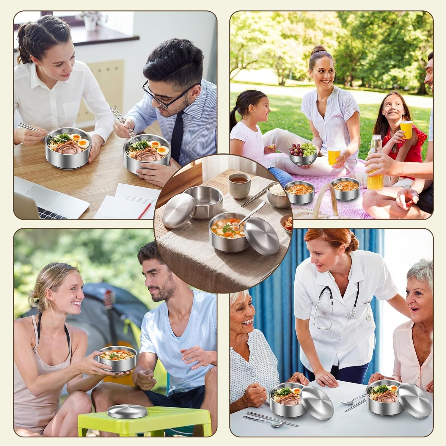 Wholesale 2 Sets 14 oz Stainless Steel Rice Bowls with Lids Korean Soup Bowls with Chopsticks and Spoon Reusable Insulated Serving Bowls for Home Kitchen Restaurant Factory Wholesale 2 Sets 14 oz Stainless Steel Rice Bowls with Lids Korean Soup Bowls with Chopsticks and Spoon Reusable Insulated Serving Bowls for Home Kitchen Restaurant Factory