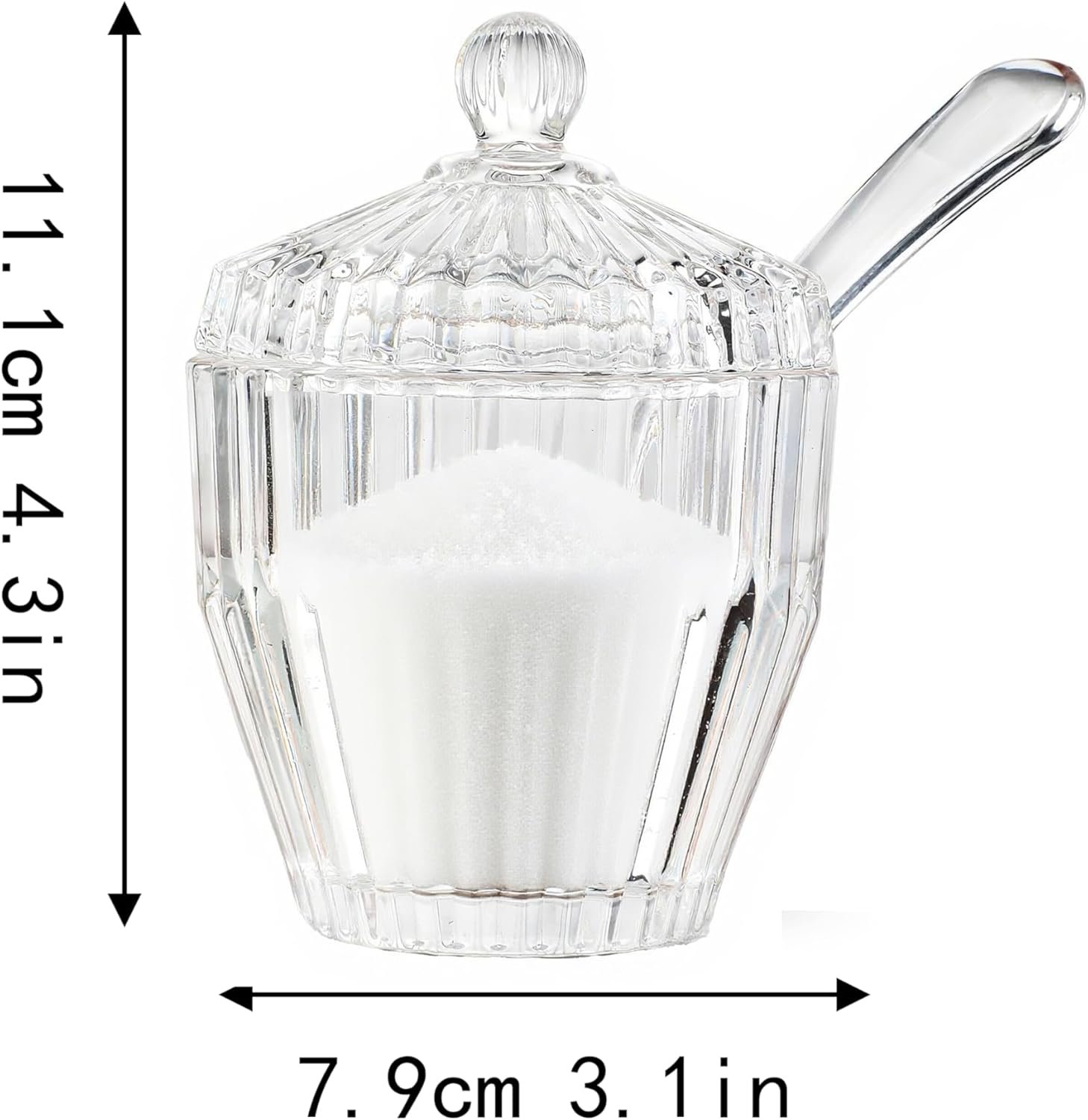 OEM Clear Glass Sugar Bowl with Lid and Spoon 5-Ounce Dispenser for Salt Seasoning Home Kitchen Dishwasher Safe Factory
