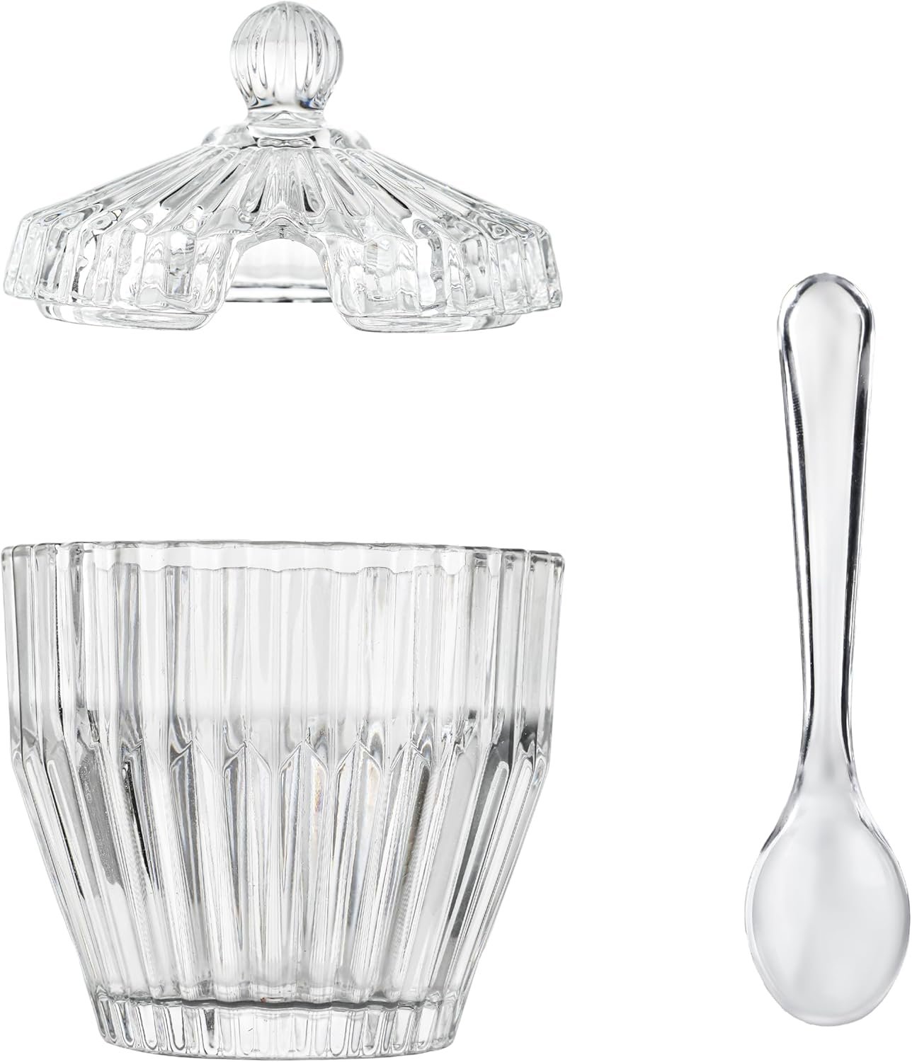 OEM Clear Glass Sugar Bowl with Lid and Spoon 5-Ounce Dispenser for Salt Seasoning Home Kitchen Dishwasher Safe Factory
