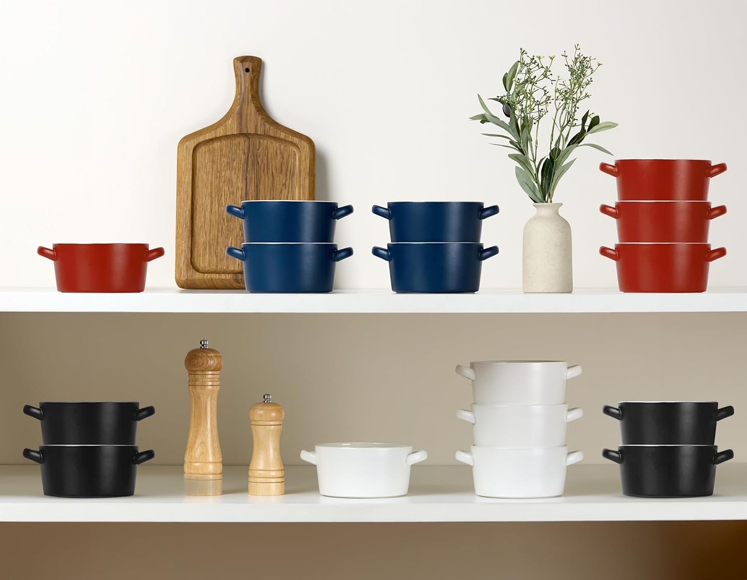 OEM 18 oz Ceramic Stackable Soup Bowls with Handles Set of 4 Matte Blue Oven Microwave Dishwasher Broil Safe Manufacturer OEM 18 oz Ceramic Stackable Soup Bowls with Handles Set of 4 Matte Blue Oven Microwave Dishwasher Broil Safe Manufacturer