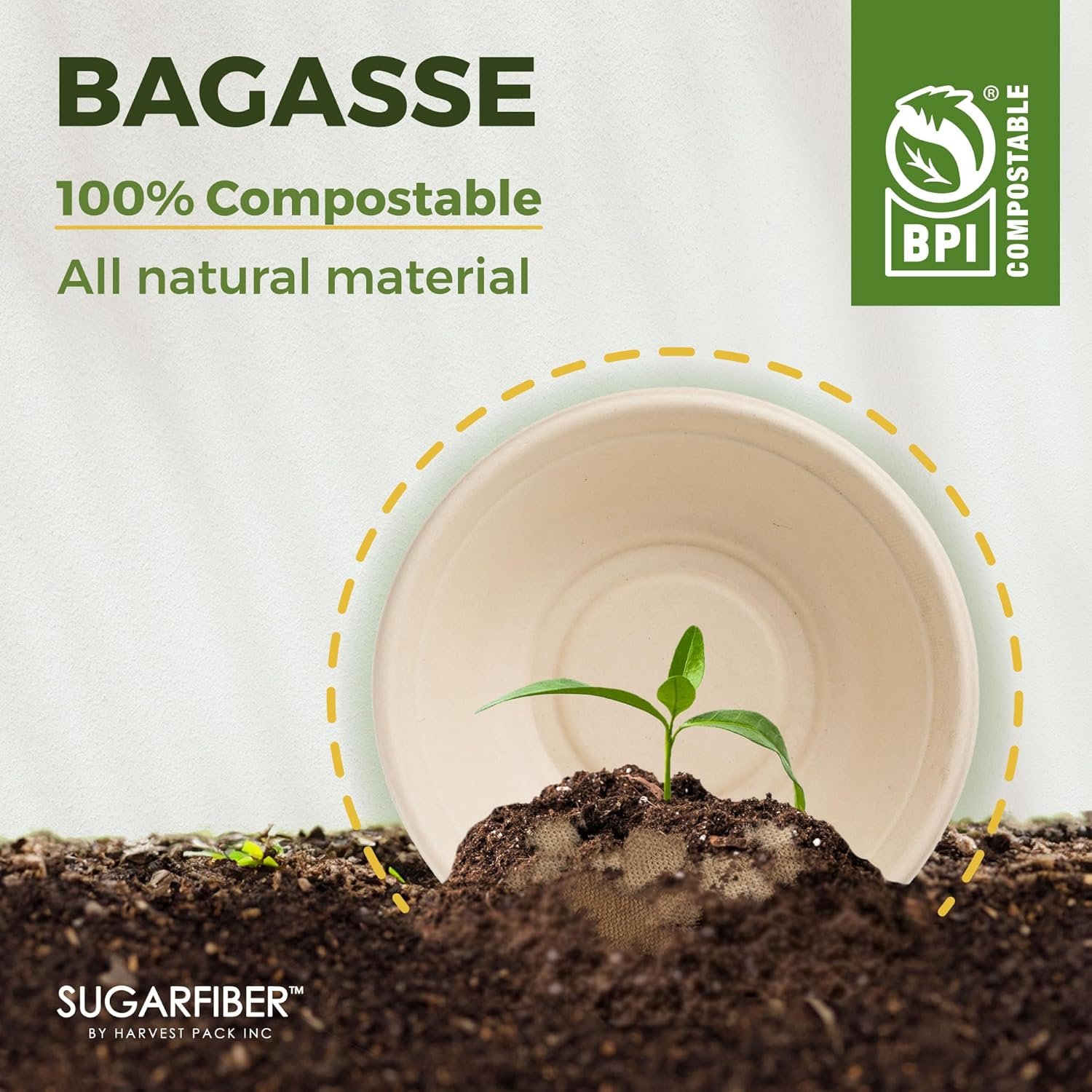 Wholesale 50 Count PFAS-Free 32oz Round Compostable Paper Bowls Heavy-Duty Eco-Friendly Disposable Bagasse Large Soup Bowls Sugarcane Made for Meal Prep Takeout Dinnerware Microwave Safe Factory