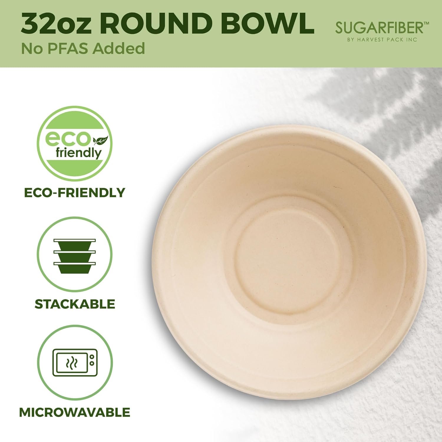 Wholesale 50 Count PFAS-Free 32oz Round Compostable Paper Bowls Heavy-Duty Eco-Friendly Disposable Bagasse Large Soup Bowls Sugarcane Made for Meal Prep Takeout Dinnerware Microwave Safe Factory