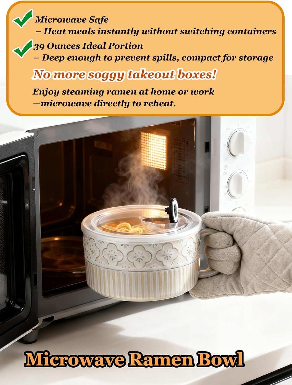 Wholesale Extra Large 39 Ounces Ceramic Soup Bowl with Handle and Lid 6 Inch Microwave Ramen Mug for Cereal Instant Noodles Beige White Factory Wholesale Extra Large 39 Ounces Ceramic Soup Bowl with Handle and Lid 6 Inch Microwave Ramen Mug for Cereal Instant Noodles Beige White Factory