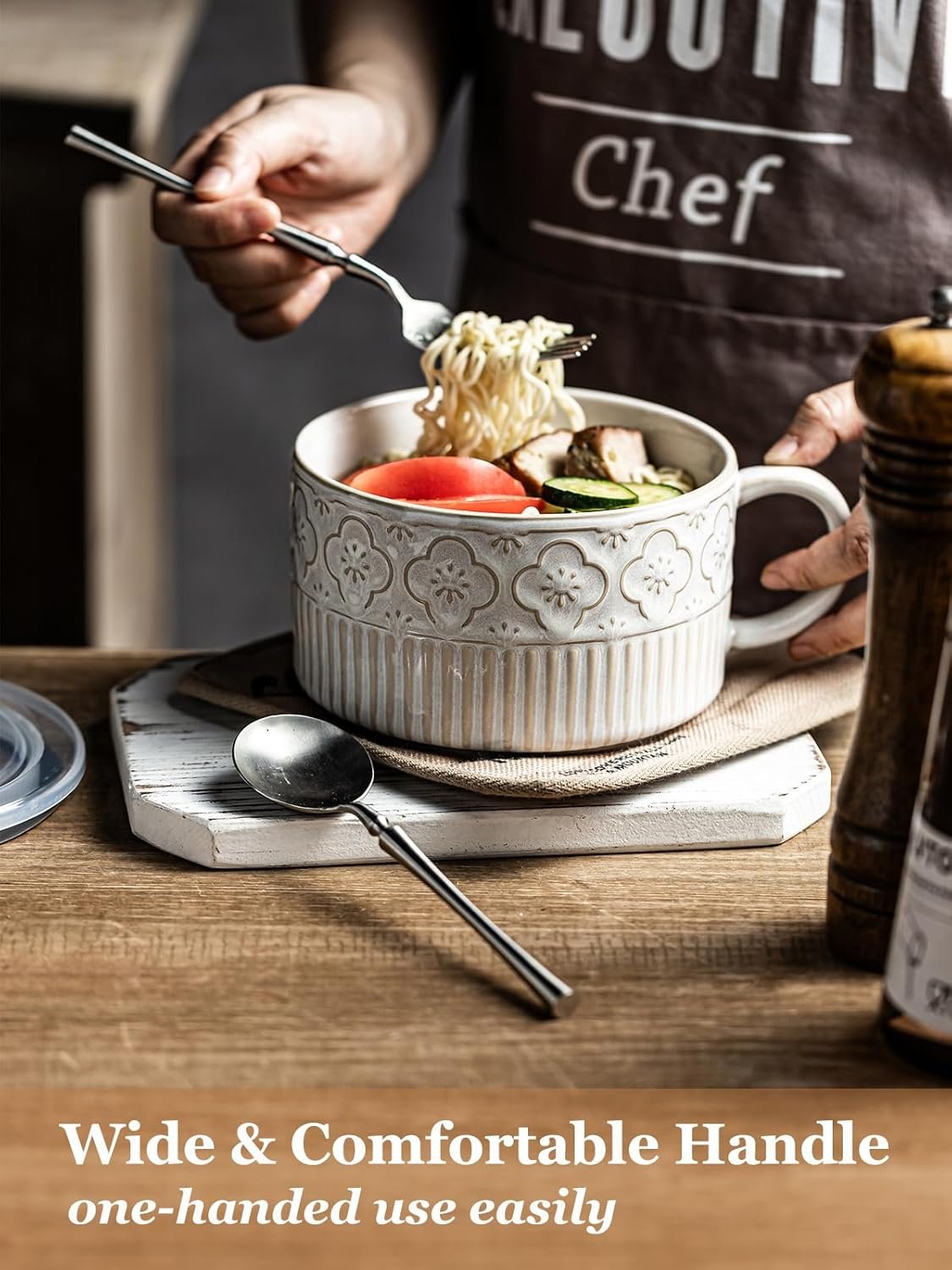 Wholesale Extra Large 39 Ounces Ceramic Soup Bowl with Handle and Lid 6 Inch Microwave Ramen Mug for Cereal Instant Noodles Beige White Factory Wholesale Extra Large 39 Ounces Ceramic Soup Bowl with Handle and Lid 6 Inch Microwave Ramen Mug for Cereal Instant Noodles Beige White Factory