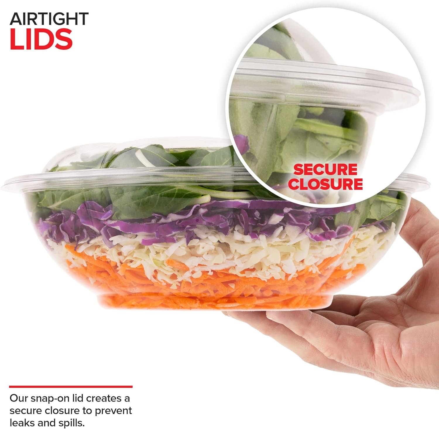 Wholesale 64oz Extra Large Clear Plastic Disposable Salad Bowls with Snap-On Lids (10 Pack) for Takeout Fruit Salads Meal Prep Acai Bowls To-Go Party Containers Factory