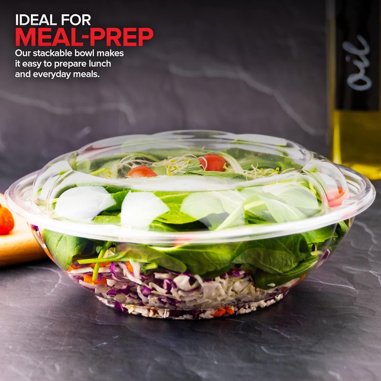 Wholesale 64oz Extra Large Clear Plastic Disposable Salad Bowls with Snap-On Lids (10 Pack) for Takeout Fruit Salads Meal Prep Acai Bowls To-Go Party Containers Factory