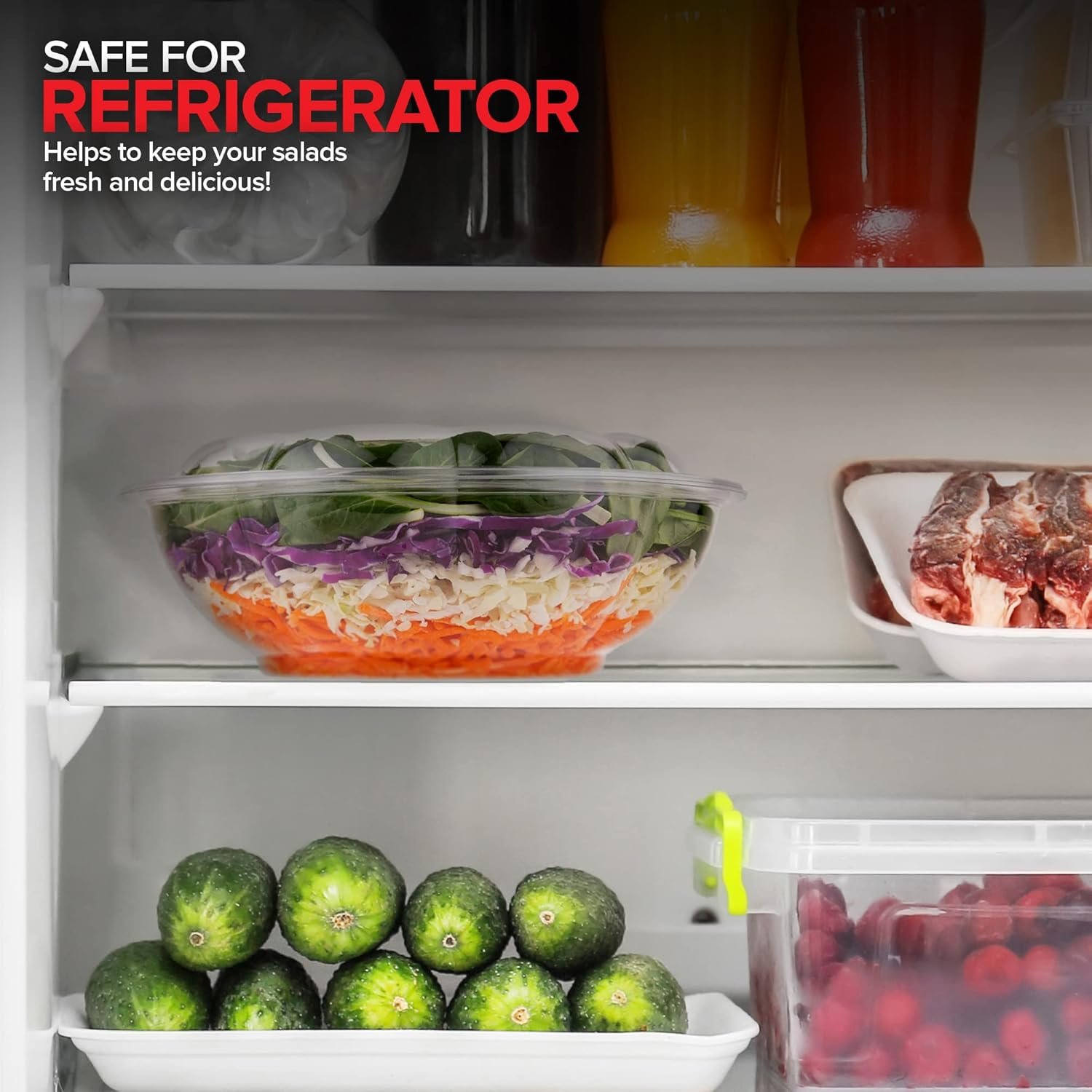 Wholesale 64oz Extra Large Clear Plastic Disposable Salad Bowls with Snap-On Lids (10 Pack) for Takeout Fruit Salads Meal Prep Acai Bowls To-Go Party Containers Factory