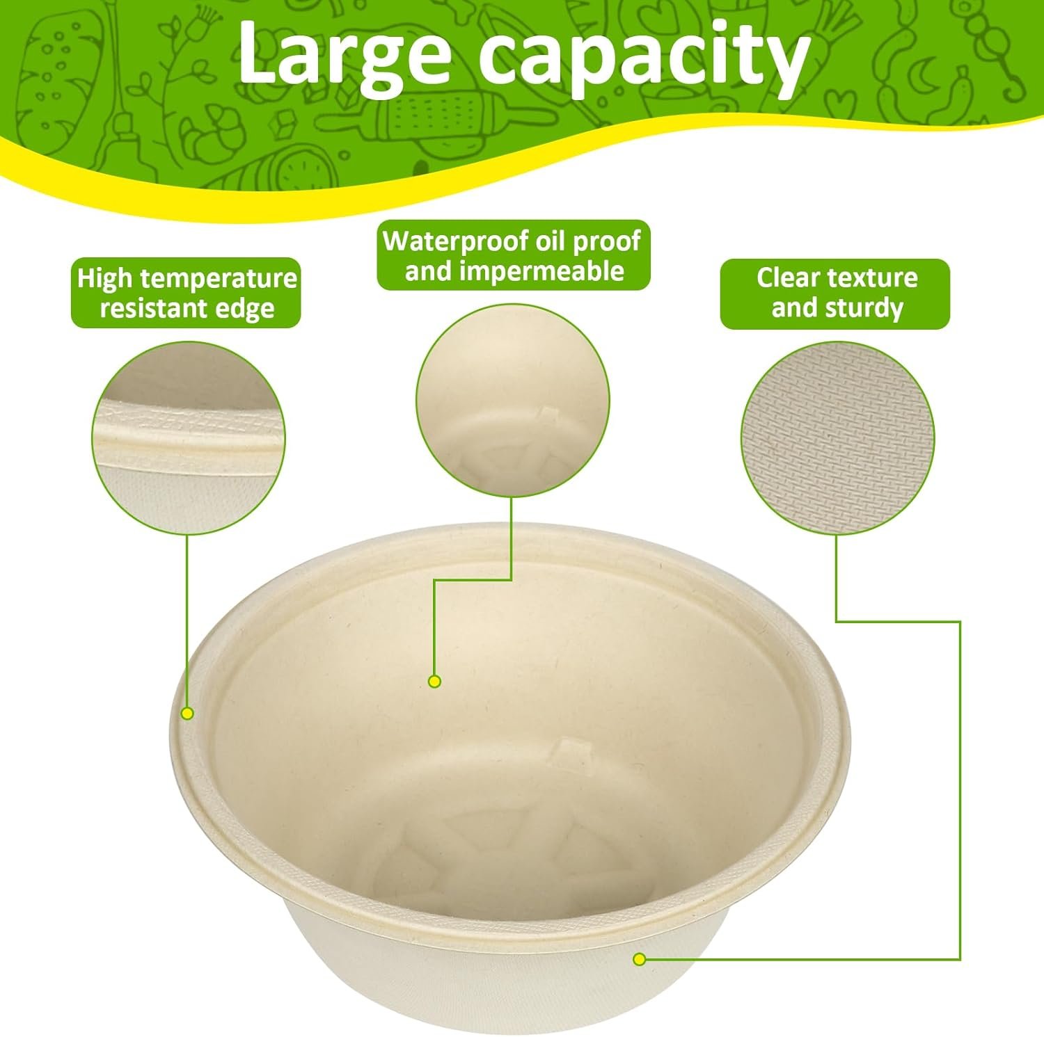 Wholesale Compostable Paper Soup Salad Bowls 48 Oz 50 Pack PFAS-Free BPI Certified Eco-Friendly Hot Cold Food Natural Brown Factory Wholesale Compostable Paper Soup Salad Bowls 48 Oz 50 Pack PFAS-Free BPI Certified Eco-Friendly Hot Cold Food Natural Brown Factory