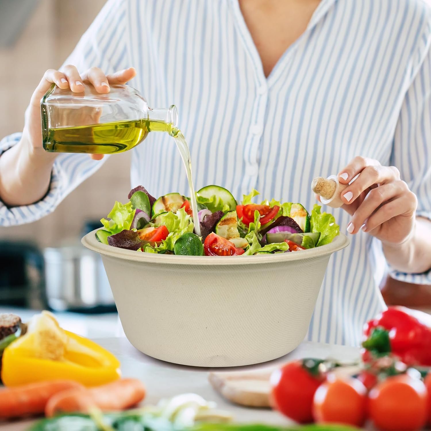 Wholesale Compostable Paper Soup Salad Bowls 48 Oz 50 Pack PFAS-Free BPI Certified Eco-Friendly Hot Cold Food Natural Brown Factory Wholesale Compostable Paper Soup Salad Bowls 48 Oz 50 Pack PFAS-Free BPI Certified Eco-Friendly Hot Cold Food Natural Brown Factory