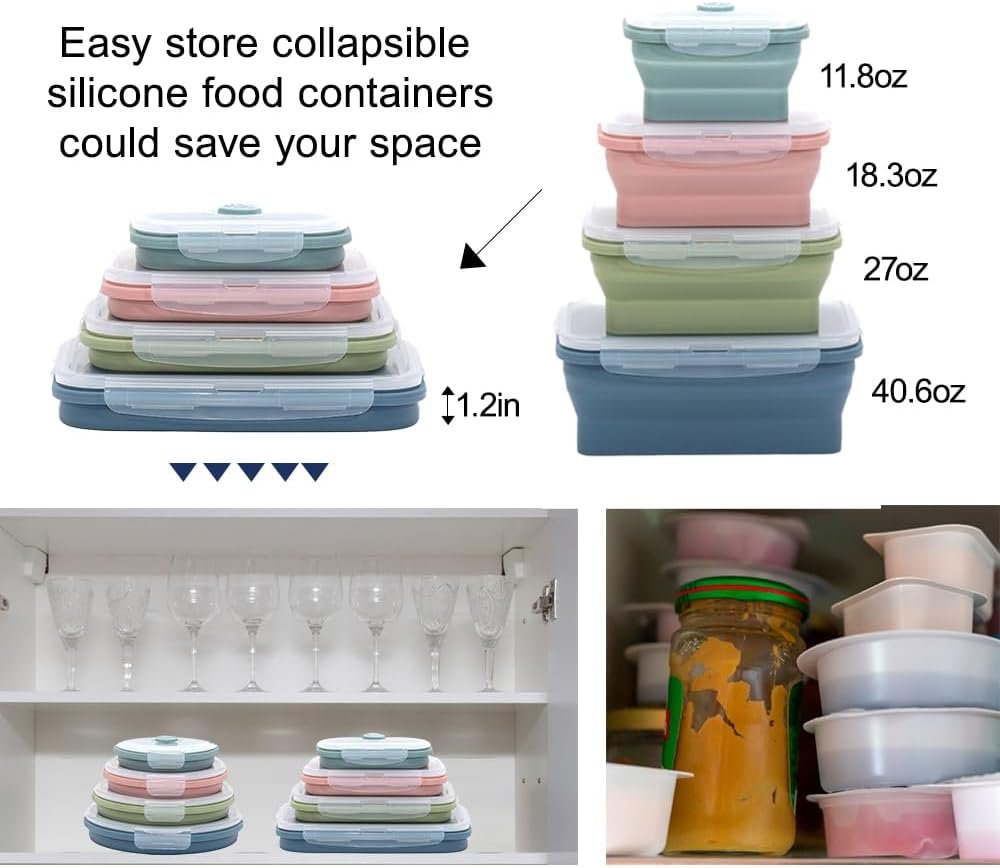 OEM Collapsible Silicone Food Storage Containers Set Indigo Factory
