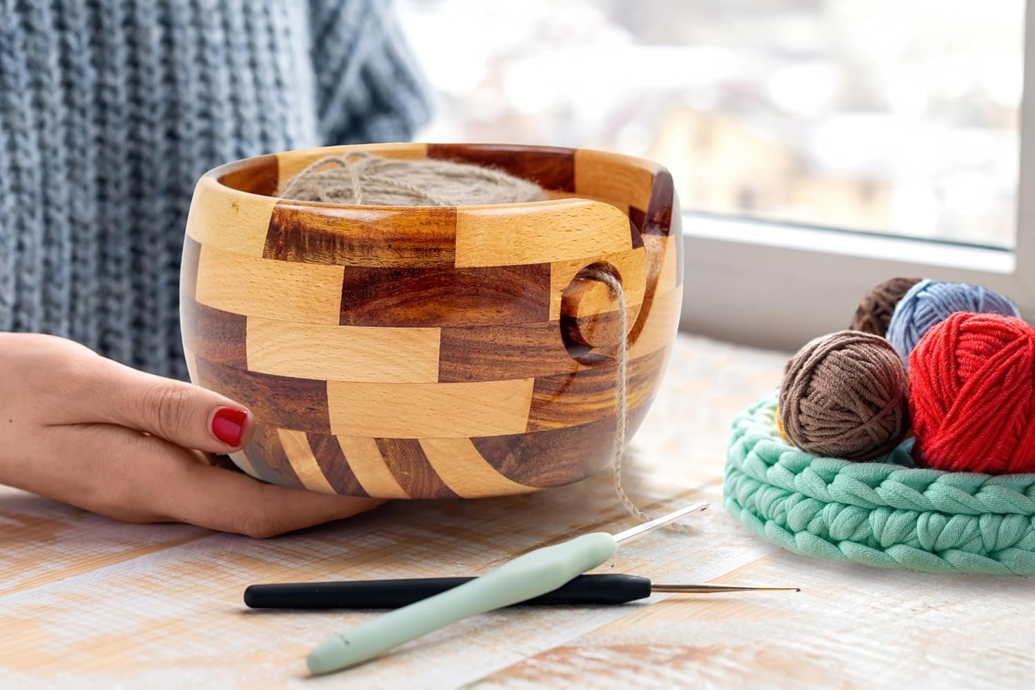 Wholesale Premium Yarn Storage Bowl for Balls & Skeins Crochet Knitting Accessory Made of Turmeric Rosewood Knitter Gift Notions Large Factory Wholesale Premium Yarn Storage Bowl for Balls & Skeins Crochet Knitting Accessory Made of Turmeric Rosewood Knitter Gift Notions Large Factory