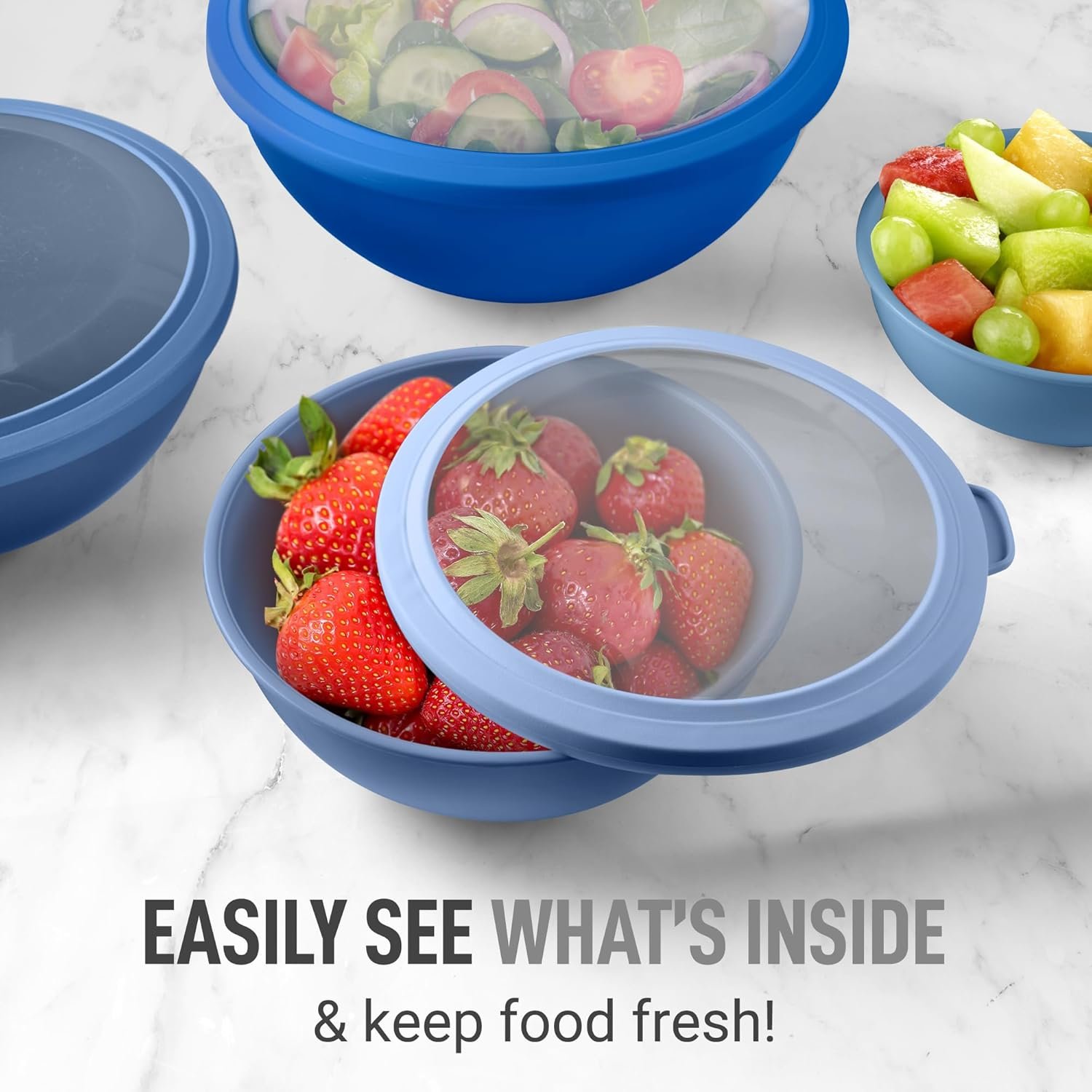 Wholesale 12 Piece Plastic Mixing Bowls with Leak-Proof Lids Set - Microwave and Freezer Safe for Preparing Serving Storing - Large Nesting Bowls (Blue Ombre) Factory Wholesale 12 Piece Plastic Mixing Bowls with Leak-Proof Lids Set - Microwave and Freezer Safe for Preparing Serving Storing - Large Nesting Bowls (Blue Ombre) Factory