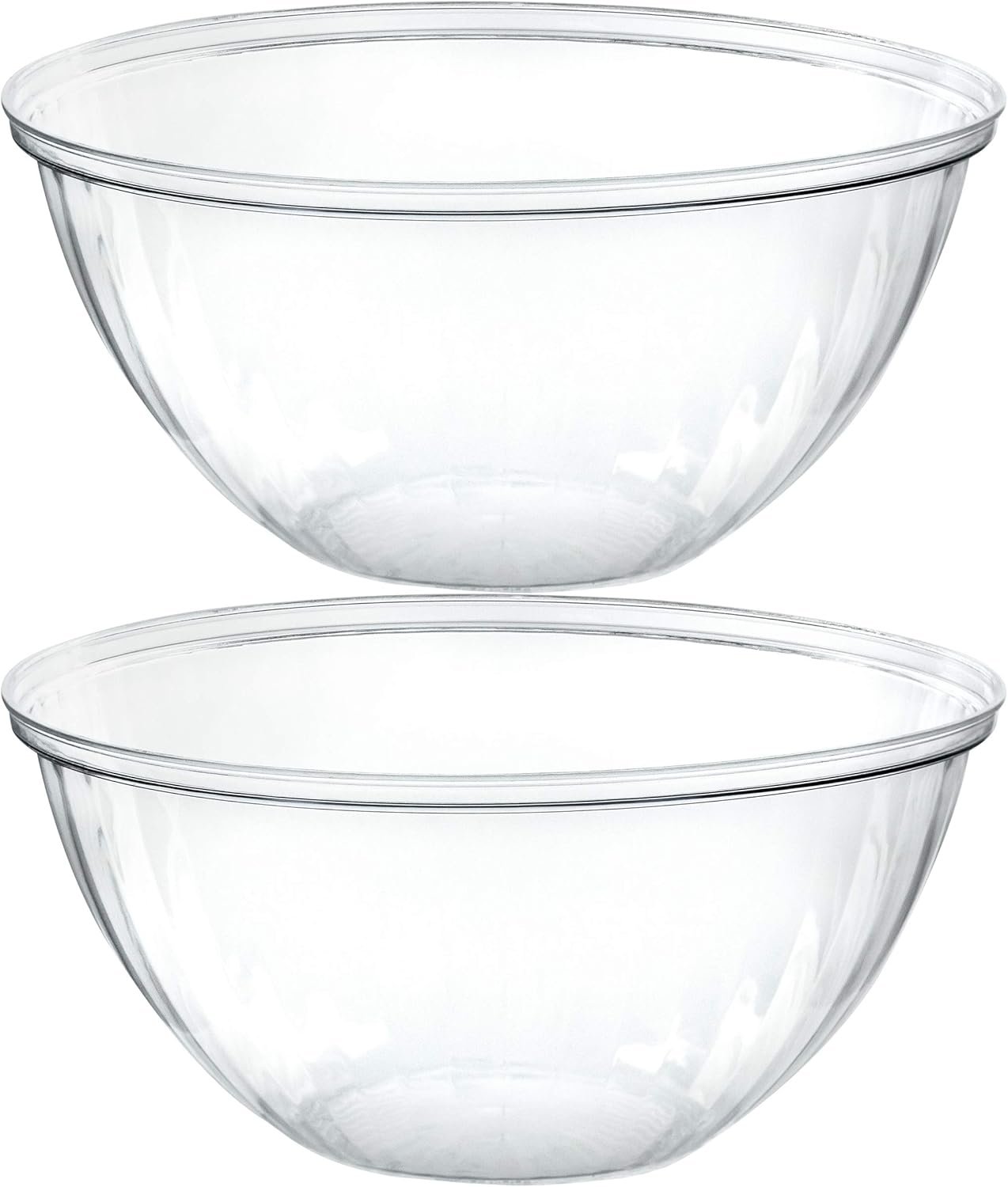PLASTICPRO Disposable 150 Ounce Round Crystal Clear Plastic Serving Bowls for Snack or Chip ,Candy Dish, Party Salad Container Pack of 2