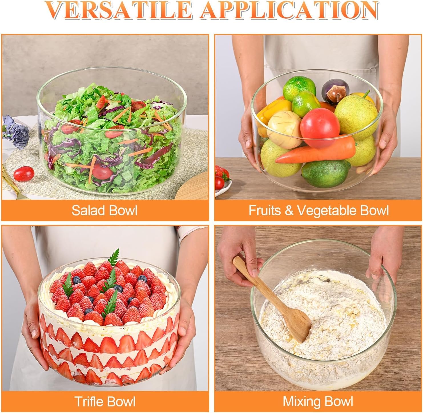 OEM 10 Inch Large Glass Trifle Salad Bowl with Sealed Lid Versatile for Mixing Serving Ice Cream Cake Fruit Baking Dessert Party DIY Microwave Safe Factory OEM 10 Inch Large Glass Trifle Salad Bowl with Sealed Lid Versatile for Mixing Serving Ice Cream Cake Fruit Baking Dessert Party DIY Microwave Safe Factory