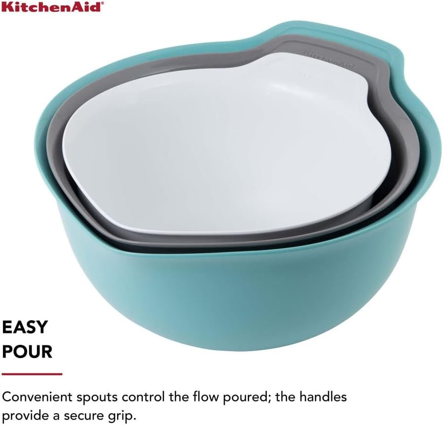 Wholesale Universal Nesting Plastic Mixing Bowls Set of 3 - 2.5 Quart 3.5 Quart 4.5 Quart with Non-Slip Base Easy Pour Spout Dishwasher Safe in Aqua Sky White Gray Factory