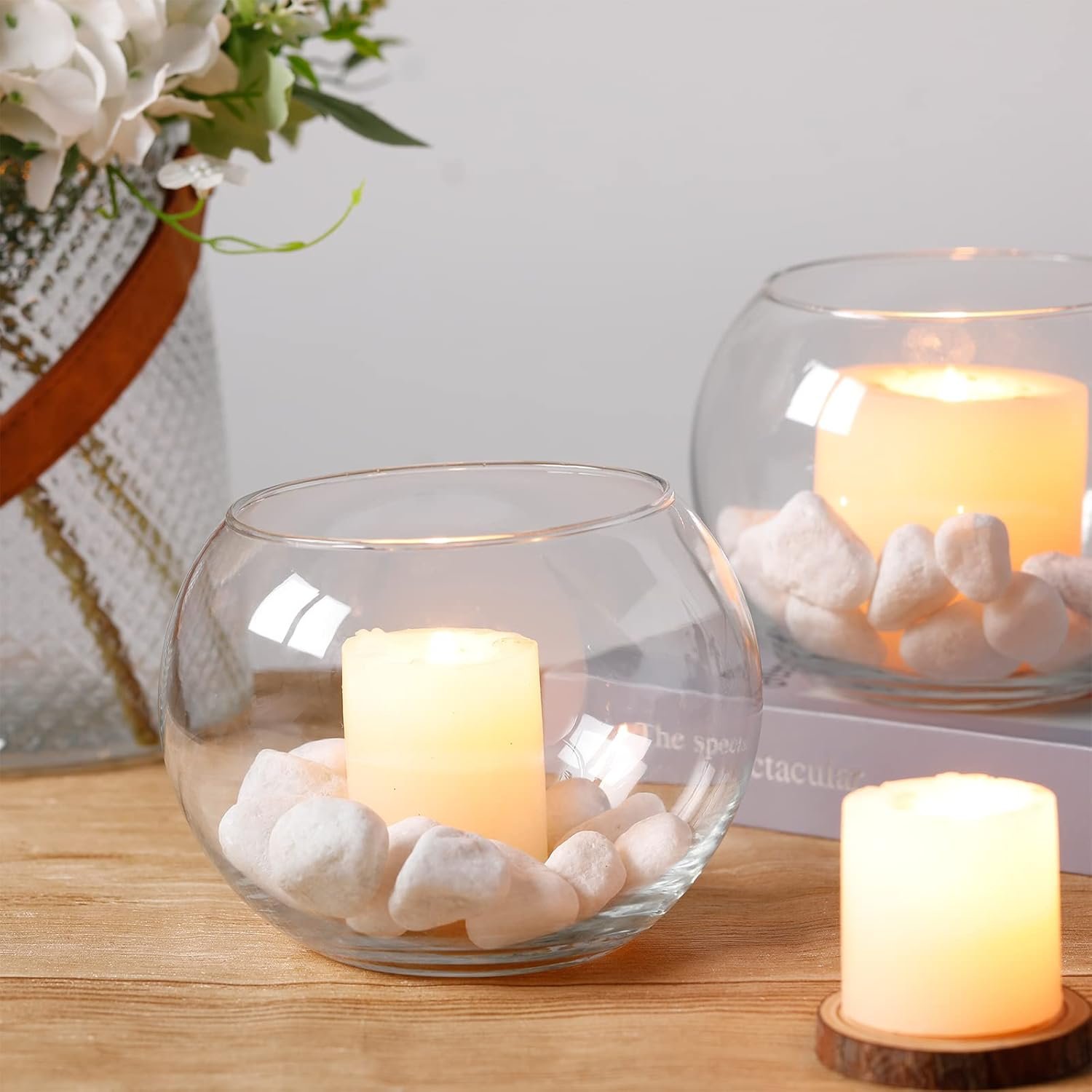 Wholesale Clear Bubble Glass Vases Round Bowls Planters Terrariums Fish Bowls for Weddings Events Home Decor Flowers 6 Pack 4.5 x 3.7 x 5.9 Inch Factory