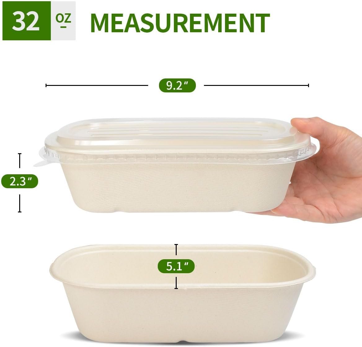 Wholesale 50 Pack 32 oz Disposable Paper Meal Prep Containers with Lids for Lunch Leftovers 50 Bowls 50 Lids Factory