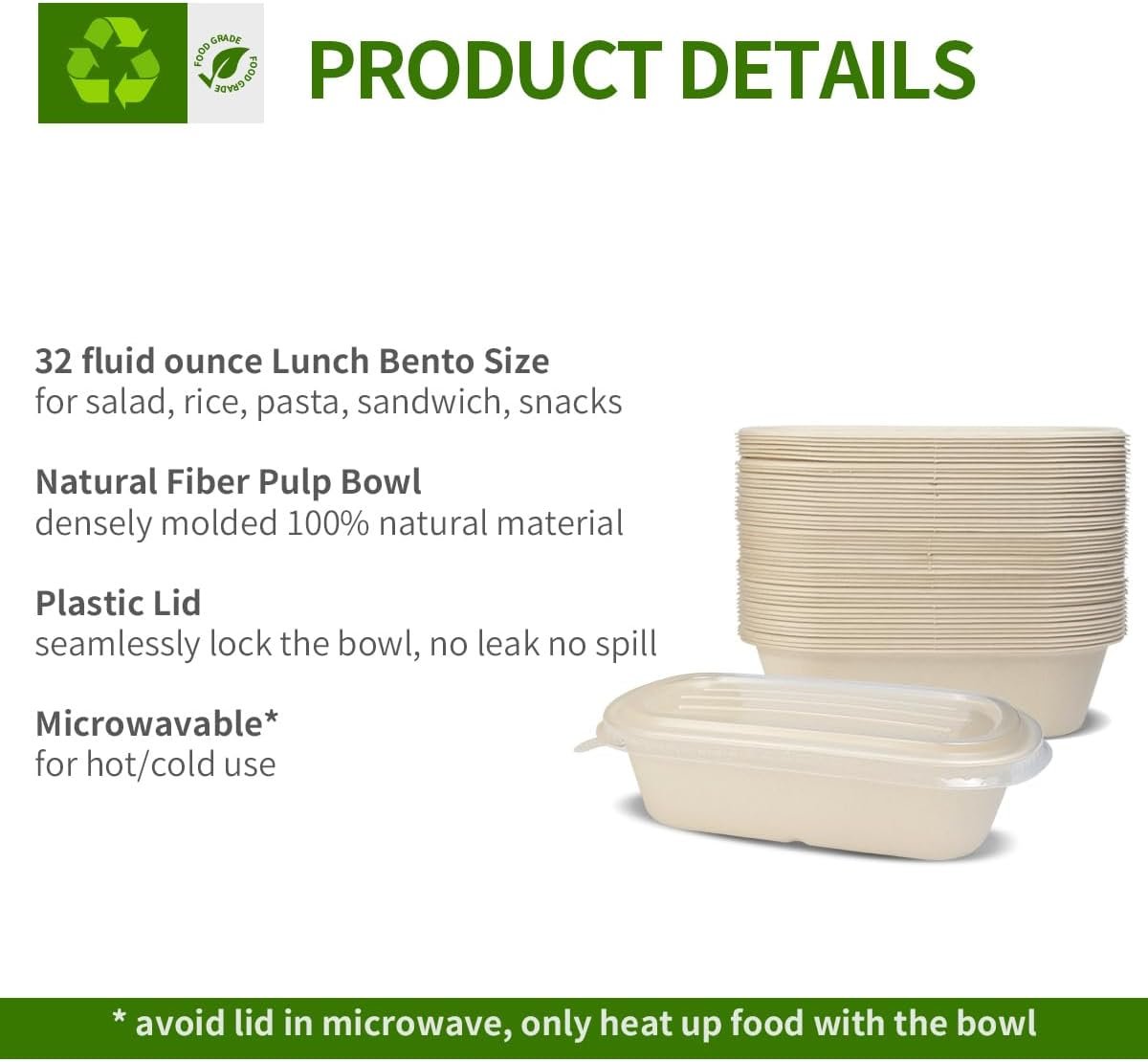 Wholesale 50 Pack 32 oz Disposable Paper Meal Prep Containers with Lids for Lunch Leftovers 50 Bowls 50 Lids Factory