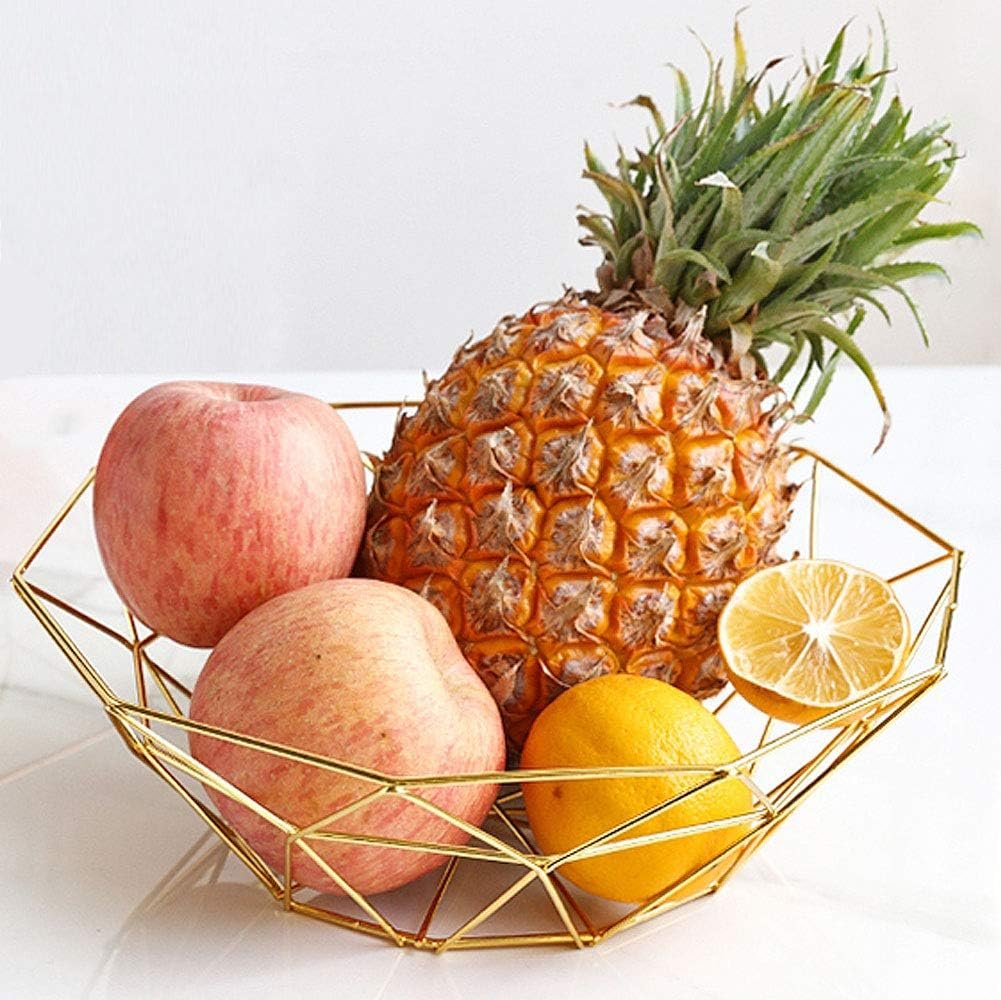 OEM Gold Geometric Metal Wire Fruit Bowl Iron Art Storage Basket Normal Factory