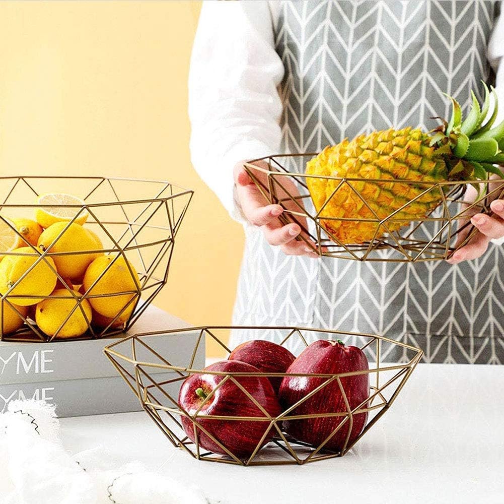 OEM Gold Geometric Metal Wire Fruit Bowl Iron Art Storage Basket Normal Factory