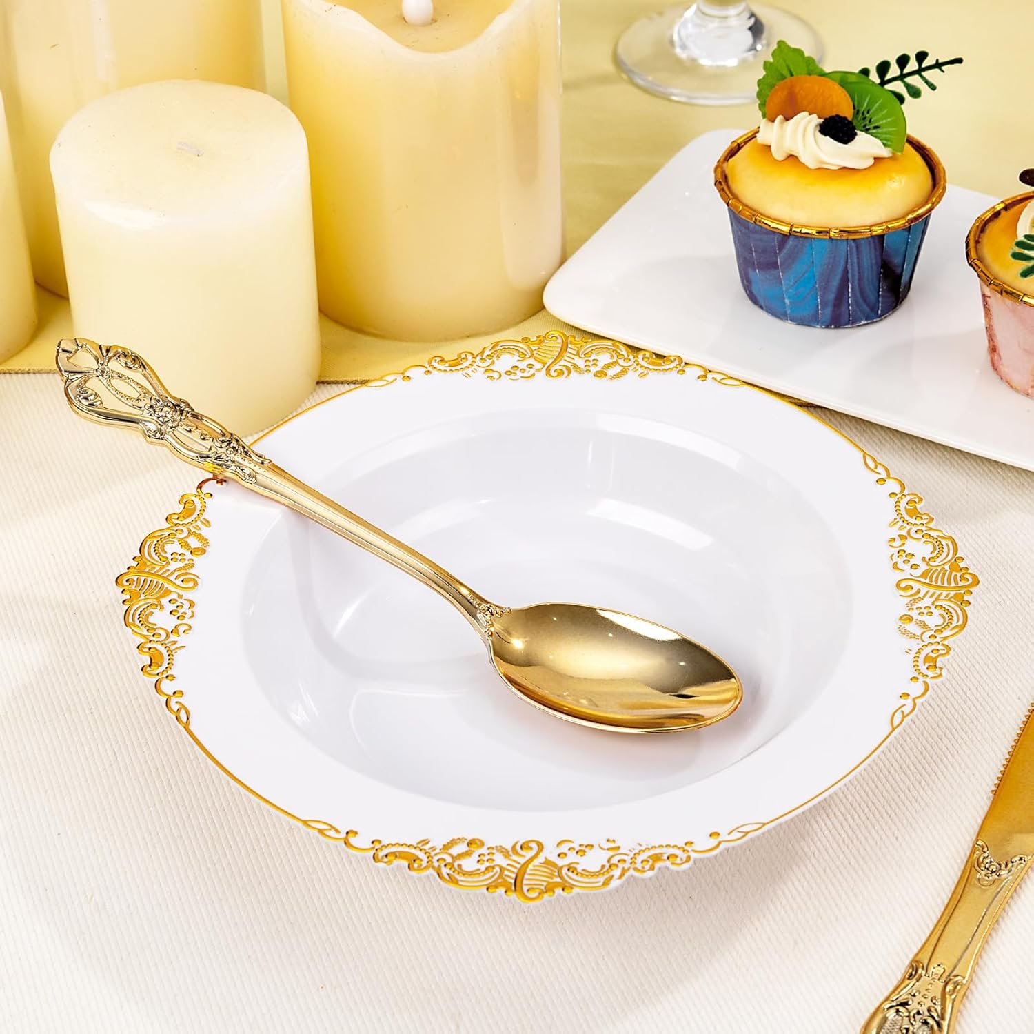 Wholesale 100 Pack 12 oz White Disposable Plastic Salad Bowls Heavy Duty Soup Serving Ice Cream Bowls for Parties Dinners Catering Picnics Factory