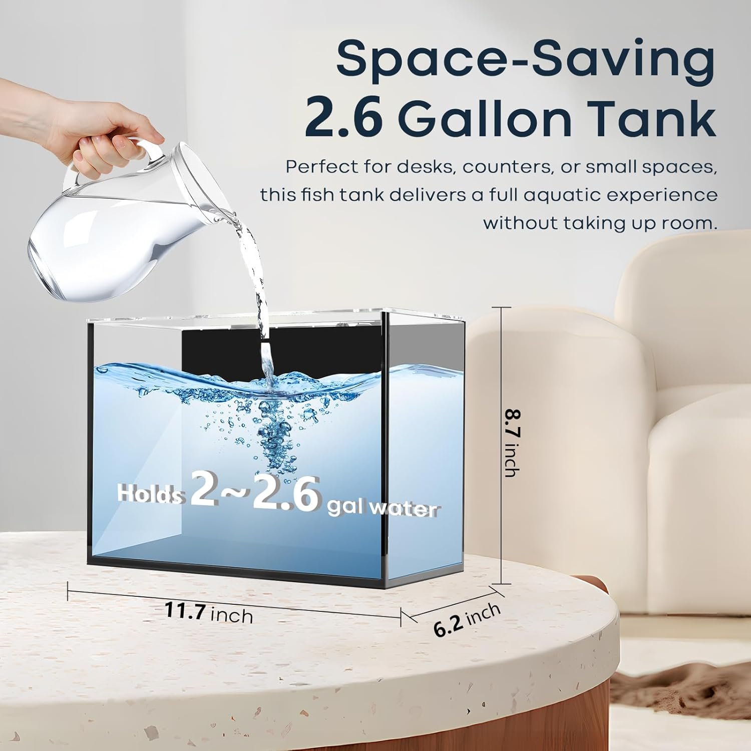 OEM 2.6 Gallon Rimless Glass Cube Aquarium Tank for Betta Goldfish Snails Shrimp Aquatic Plants Easy-Maintenance Ultra-Clear Desktop Design Factory