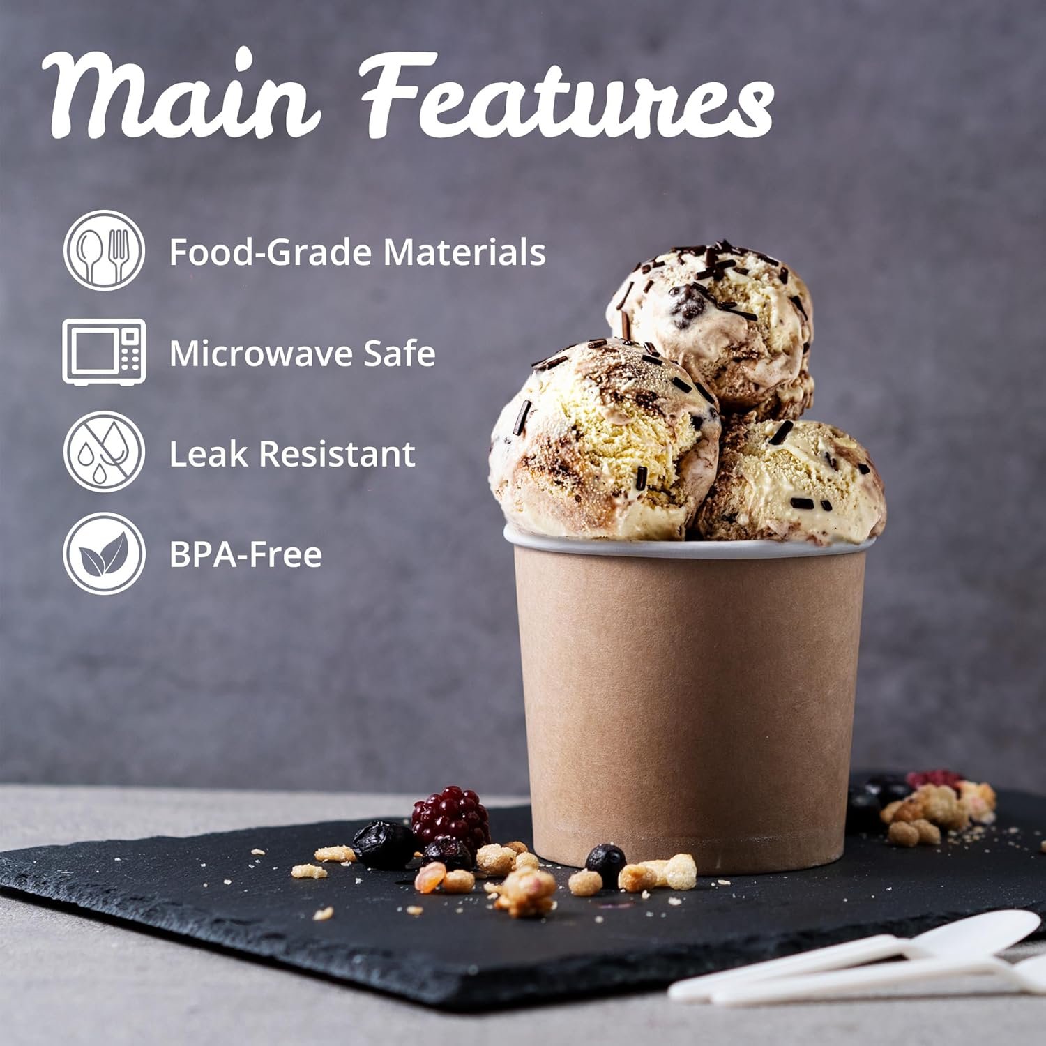 Wholesale 11-Oz Paper Ice Cream Cups 50-Count Disposable Dessert Bowls for Hot or Cold Food Party Treats Sundae Frozen Yogurt Soup Brown Factory