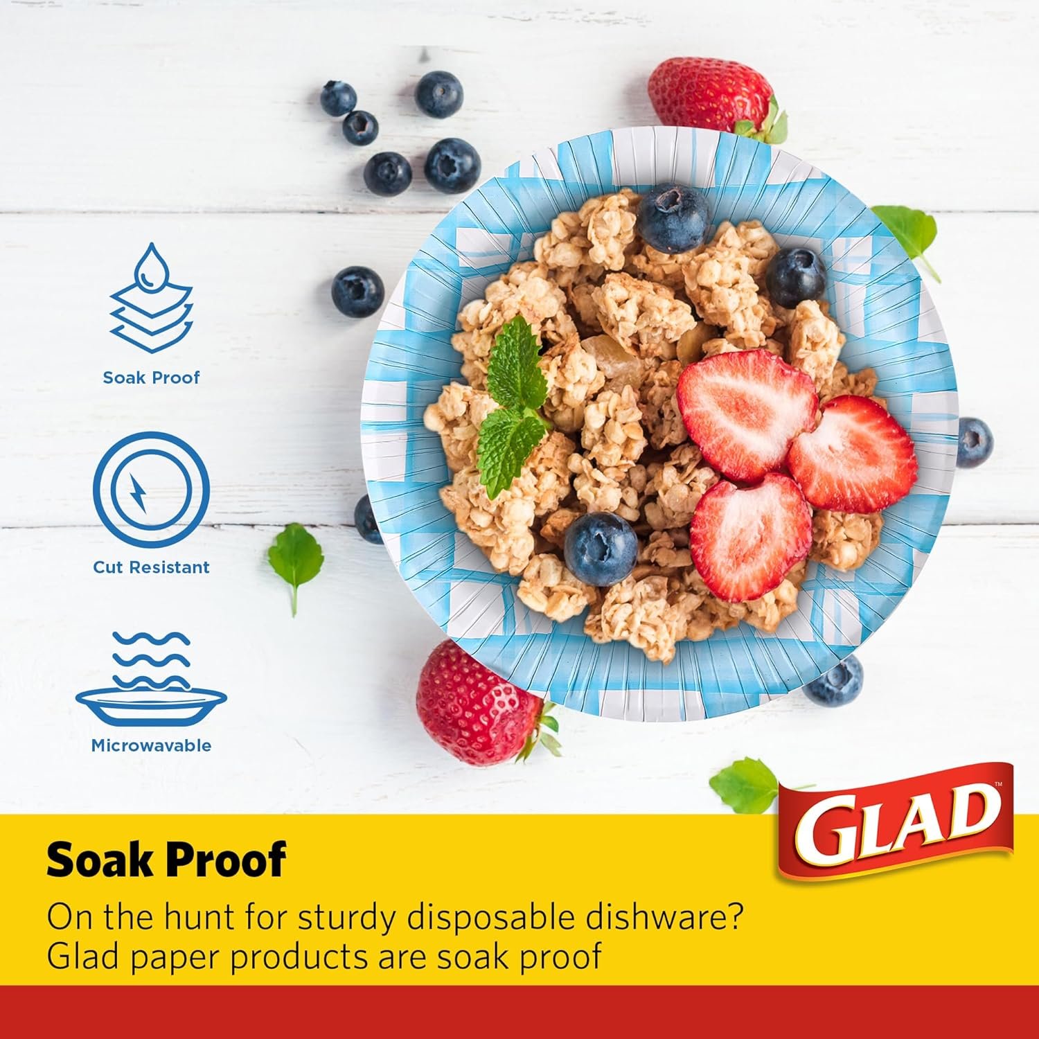 Wholesale Soak-Proof Cut-Proof Microwaveable Disposable Paper Bowls Aqua Plaid Spring Design 16 Ounces 44 Count Factory Wholesale Soak-Proof Cut-Proof Microwaveable Disposable Paper Bowls Aqua Plaid Spring Design 16 Ounces 44 Count Factory