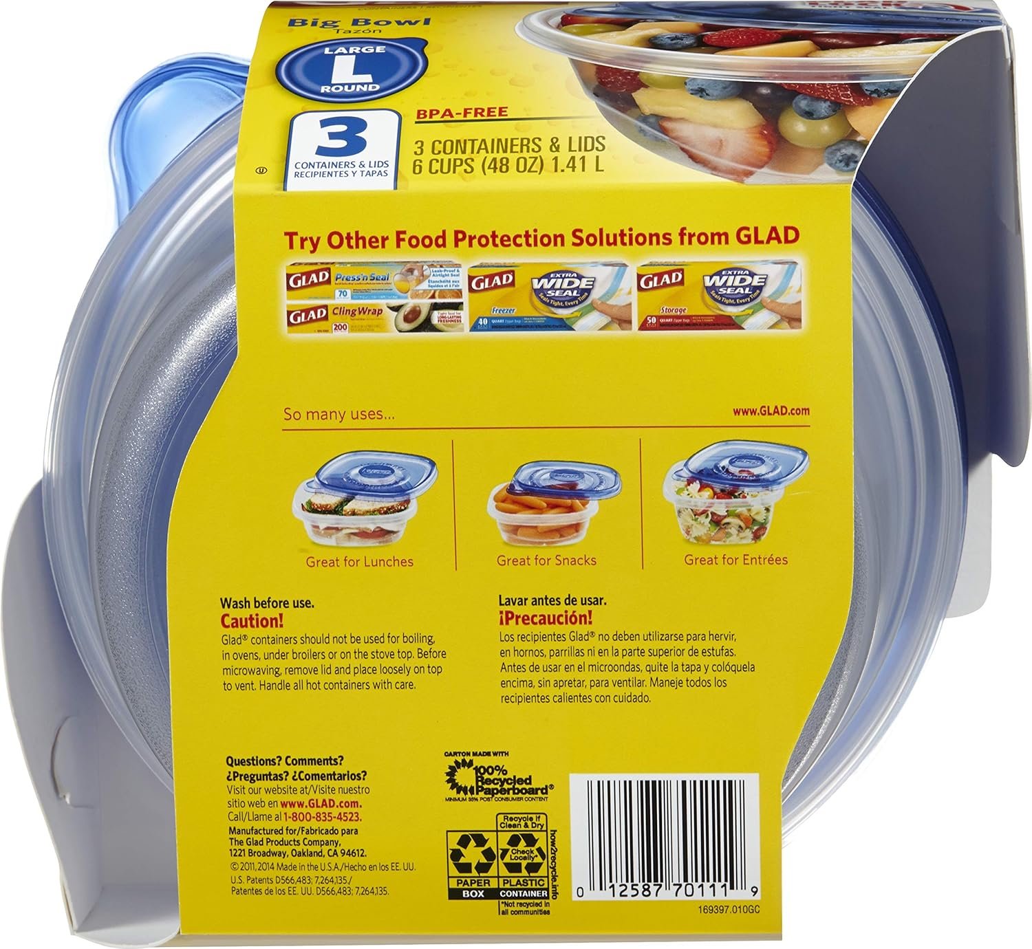 Wholesale Big Bowl Food Storage Containers 48 Ounce 3 Pack Factory