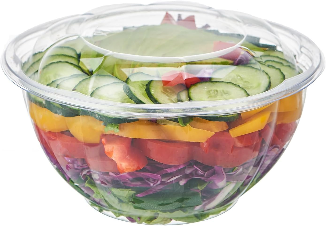 Jaluxing [32 oz. 50 Sets Clear Plastic Salad Bowls with Airtight Lids Disposable To Go Mixing Containers Serving for Fruit, Quinoa, Lunch and Meal Prep