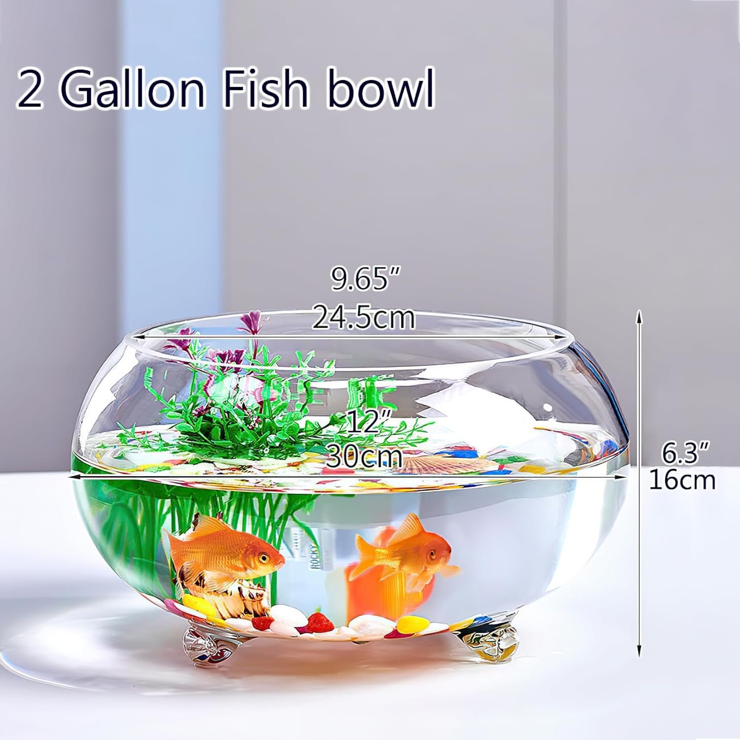 OEM 2 Gallon Glass Fish Tank Sturdy Betta Bowl for Small Ornamental Fish Reptiles High Transparency Viewing with Support Feet Factory