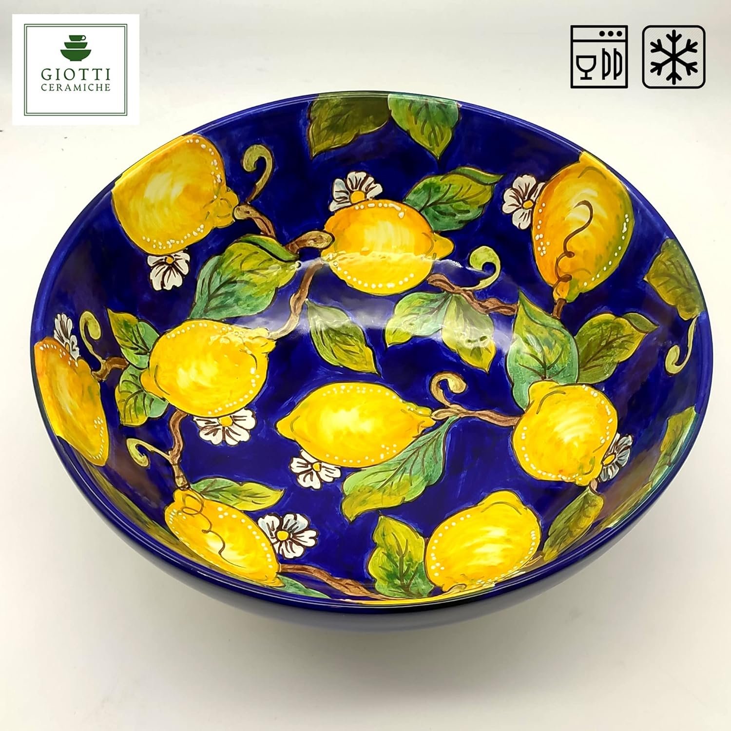Wholesale Handmade Pottery Hand-Painted Blue Lemons Bowl Traditional Majolica Collectible Vintage Flair Factory