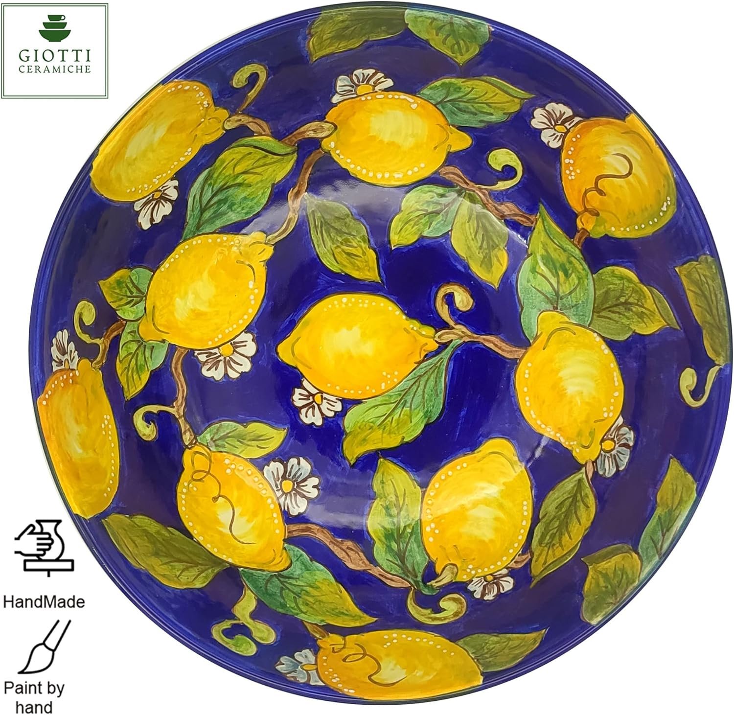 Wholesale Handmade Pottery Hand-Painted Blue Lemons Bowl Traditional Majolica Collectible Vintage Flair Factory