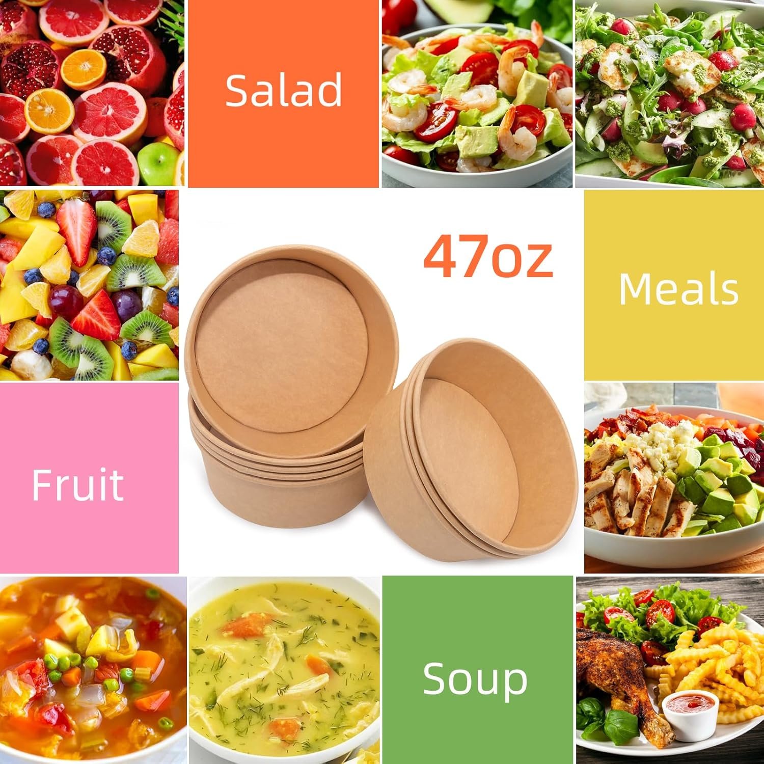 Wholesale 47oz Compostable Disposable Round Paper Bowls with Lids 50 Sets Microwave Leakproof Deli Containers Extra Large Meal Prep Factory Wholesale 47oz Compostable Disposable Round Paper Bowls with Lids 50 Sets Microwave Leakproof Deli Containers Extra Large Meal Prep Factory