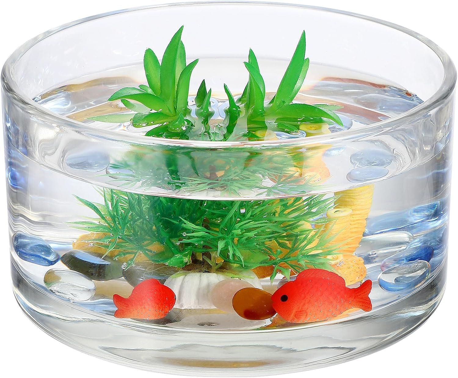 Glass Vase, 3" Tall x 6" Wide Large Glass Vase for Flower, Plants, Candle and Fish - Decorative Glass Fish Bowl for for Wedding Housewarming Gift