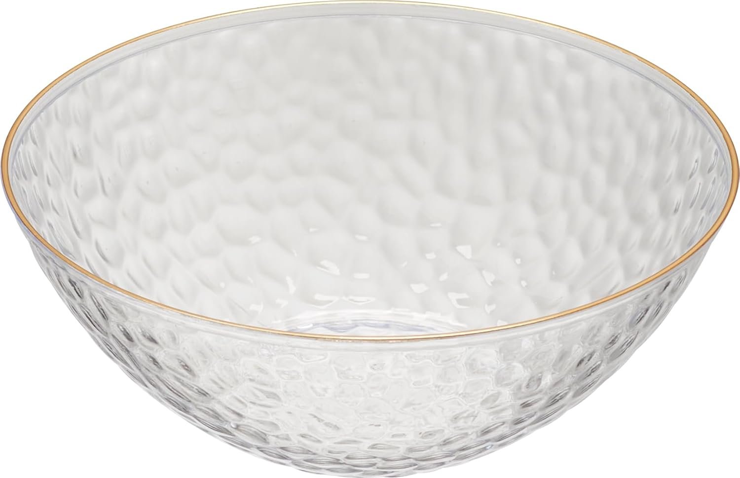 Wholesale 30 Pack 12 Ounce Hammered Plastic Bowls Heavyweight Disposable Elegant Clear with Gold Rim BPA Free for Parties Dinners Events Factory