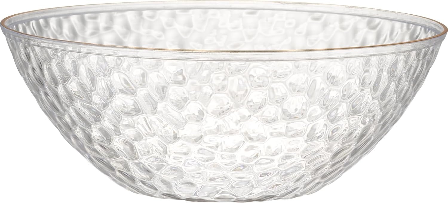 Wholesale 30 Pack 12 Ounce Hammered Plastic Bowls Heavyweight Disposable Elegant Clear with Gold Rim BPA Free for Parties Dinners Events Factory