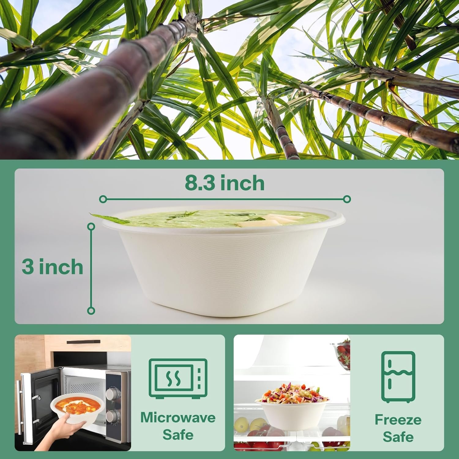 Wholesale 48 Oz Heavy Duty Compostable Paper Bowls Disposable Microwave Safe for Restaurant Catering Salads Buffets Eco-Friendly 50 Pack White Factory