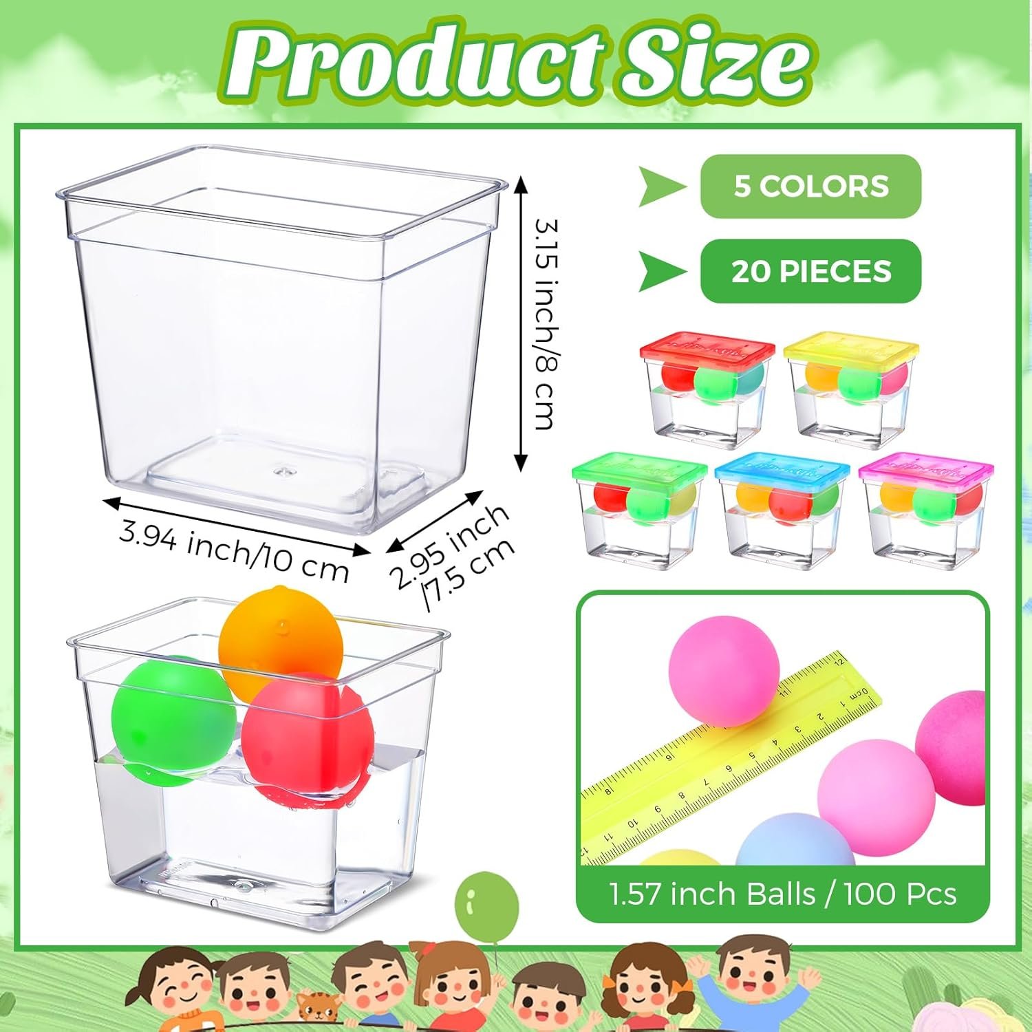 Wholesale 20 Pack 12oz Plastic Fish Bowls with 100 Multicolor Ping Pong Balls Bulk Carnival Game Favors for Kids Adults Candy Party Decorations Supplies Factory