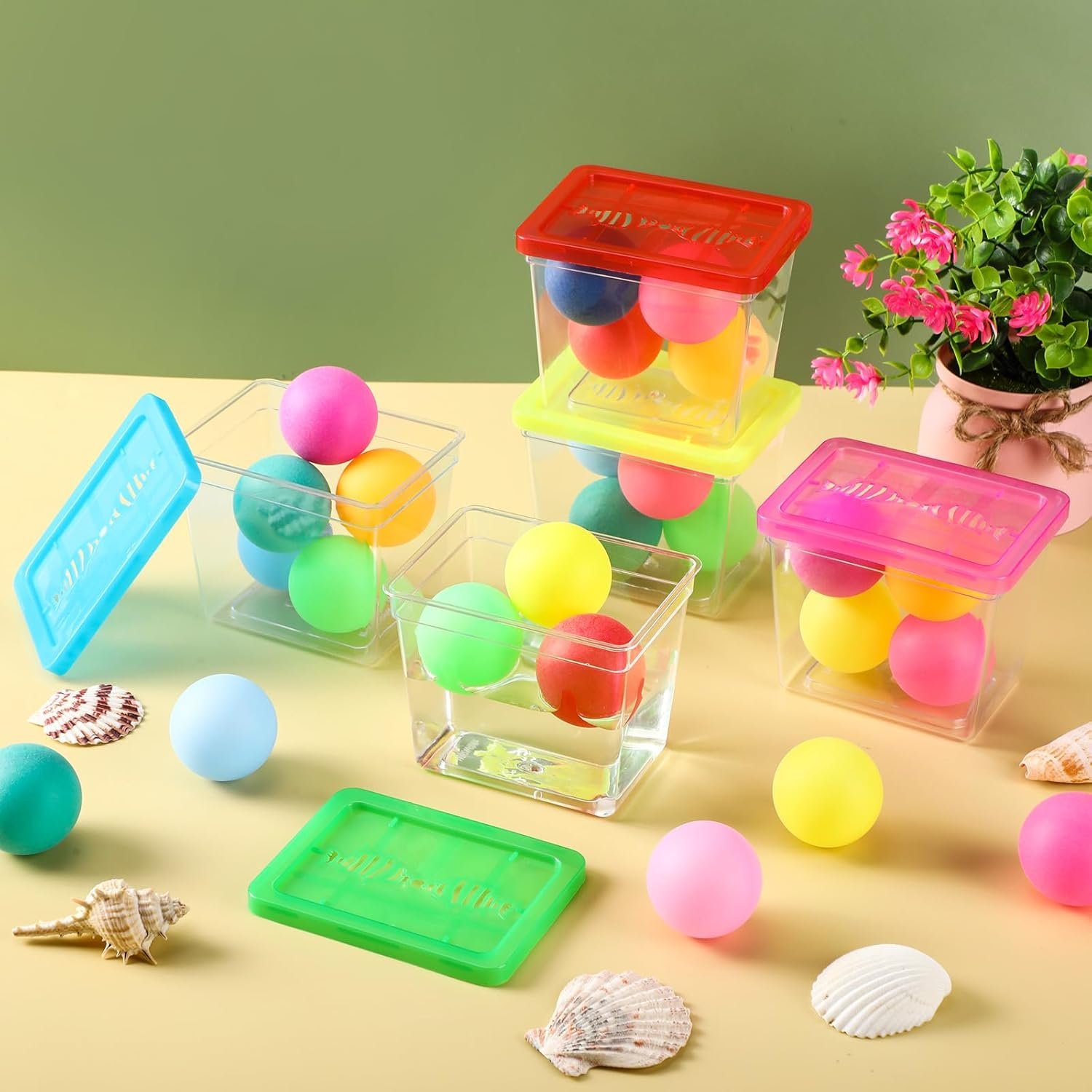 Wholesale 20 Pack 12oz Plastic Fish Bowls with 100 Multicolor Ping Pong Balls Bulk Carnival Game Favors for Kids Adults Candy Party Decorations Supplies Factory